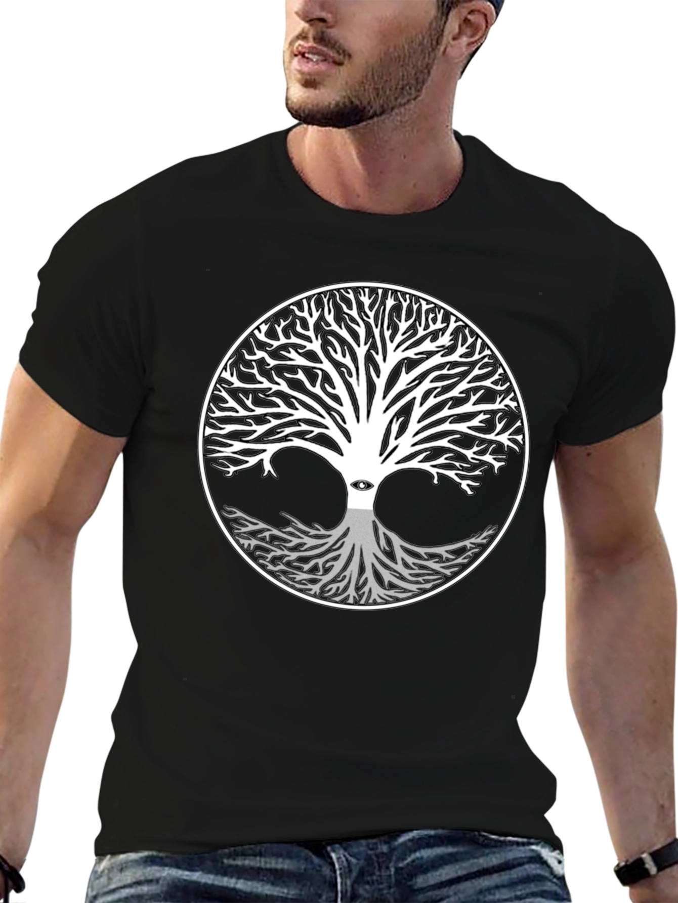 Black Yggdrasil Tree of Life T-Shirt view 6