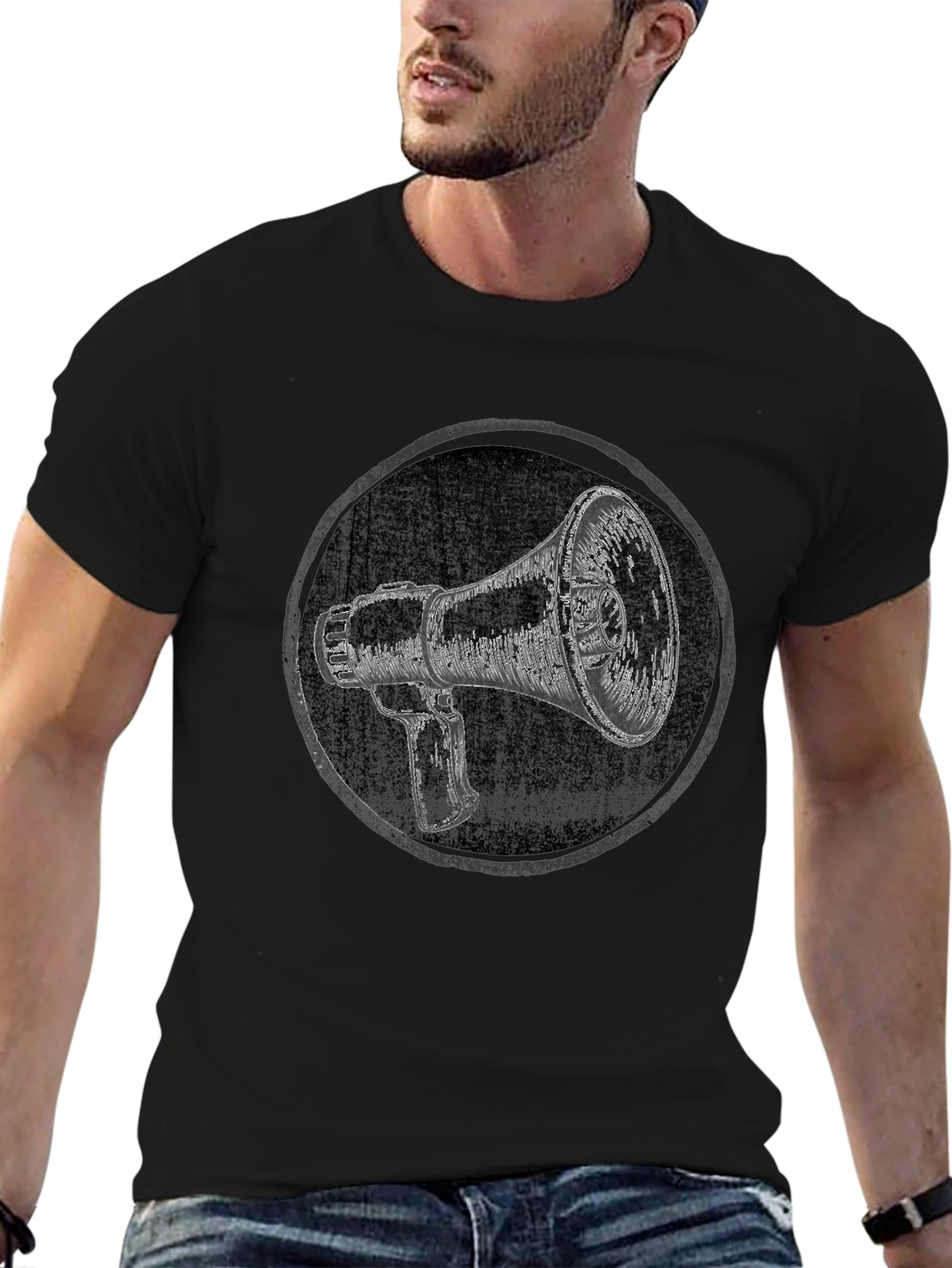 Black Megaphone Graphic Tee - Express Yourself! view 6