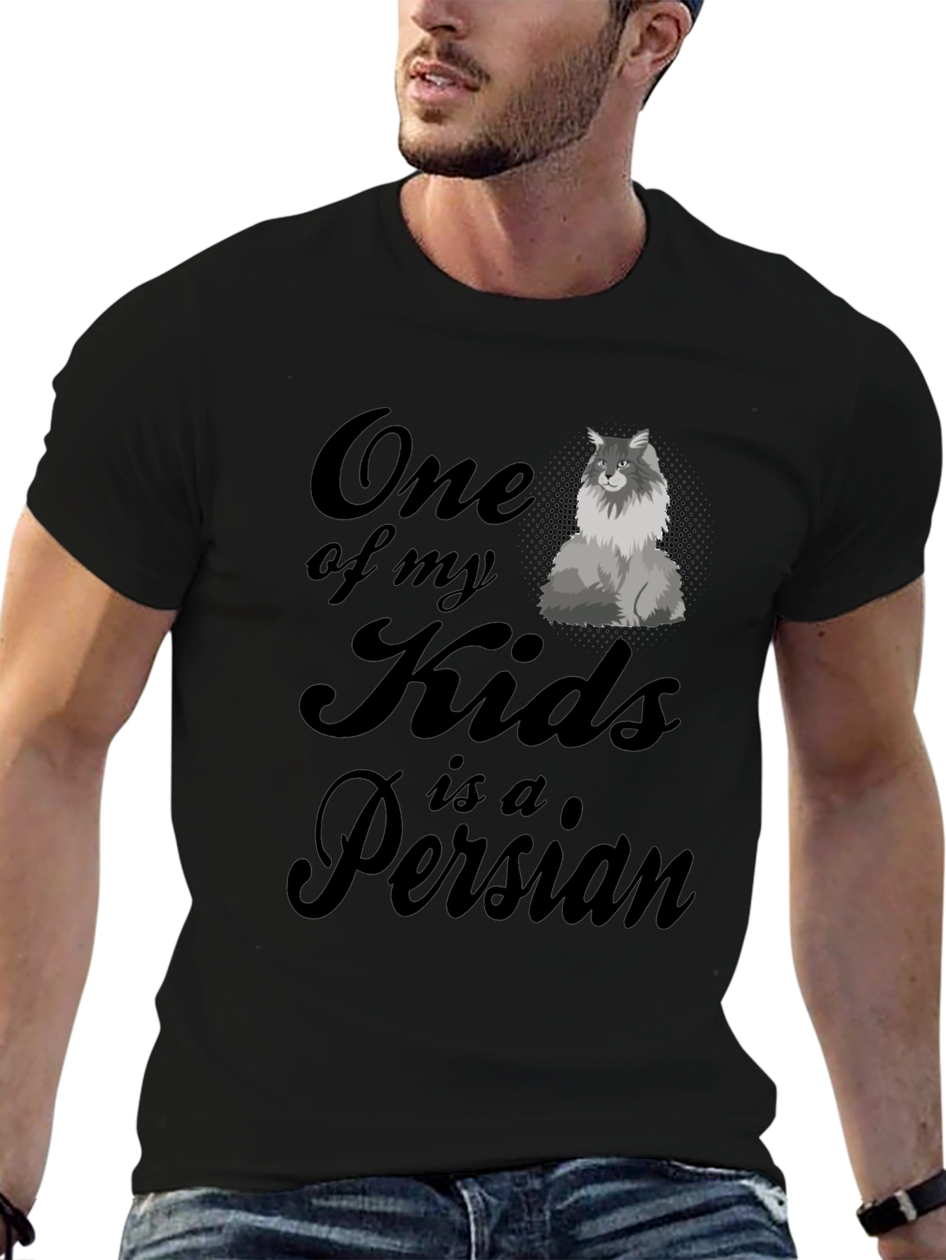 Black One of My Kids is a Persian Cat T-Shirt view 6