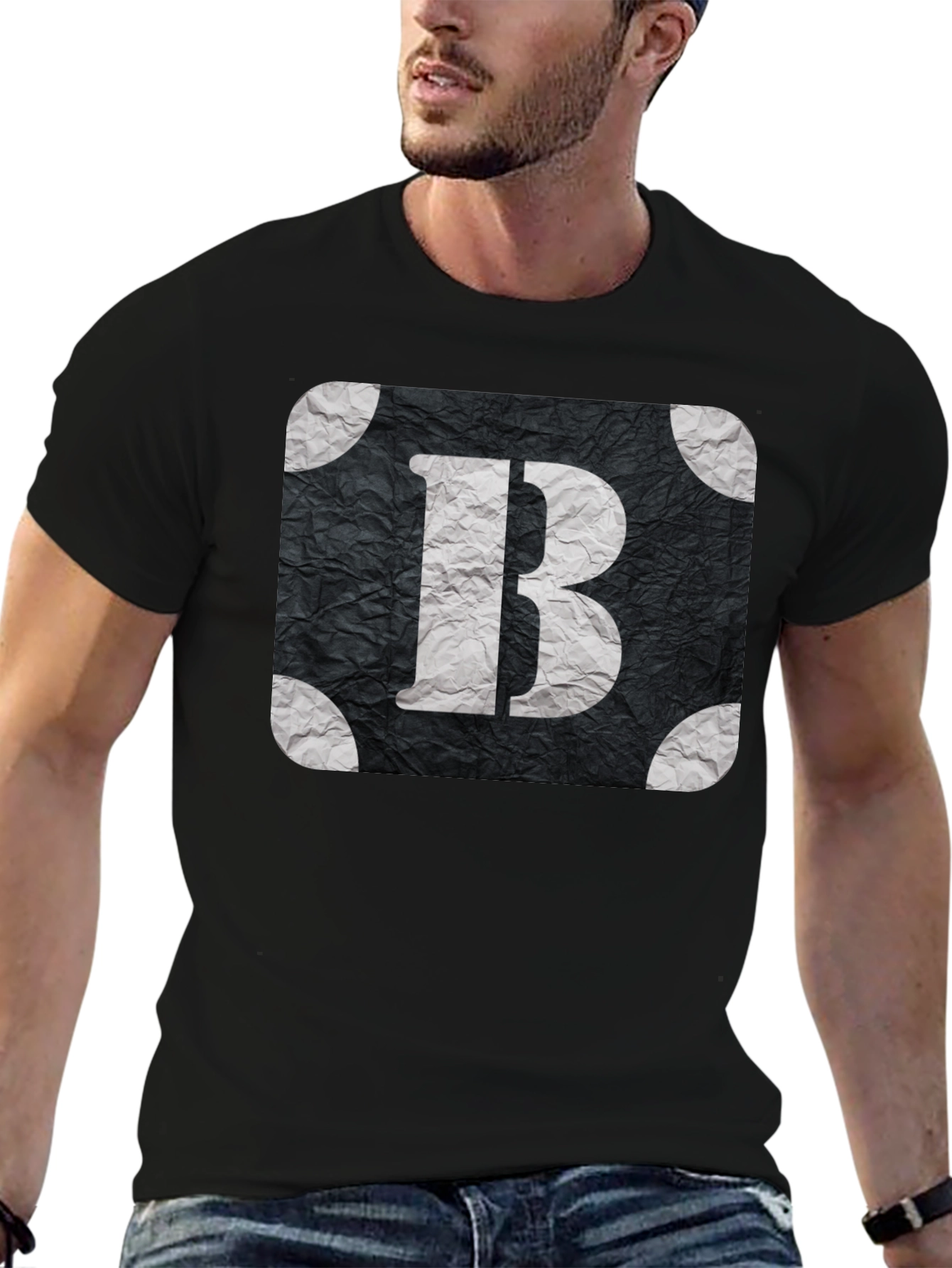Black Letter B Graphic T-Shirt - Stylish Black Tee view 6