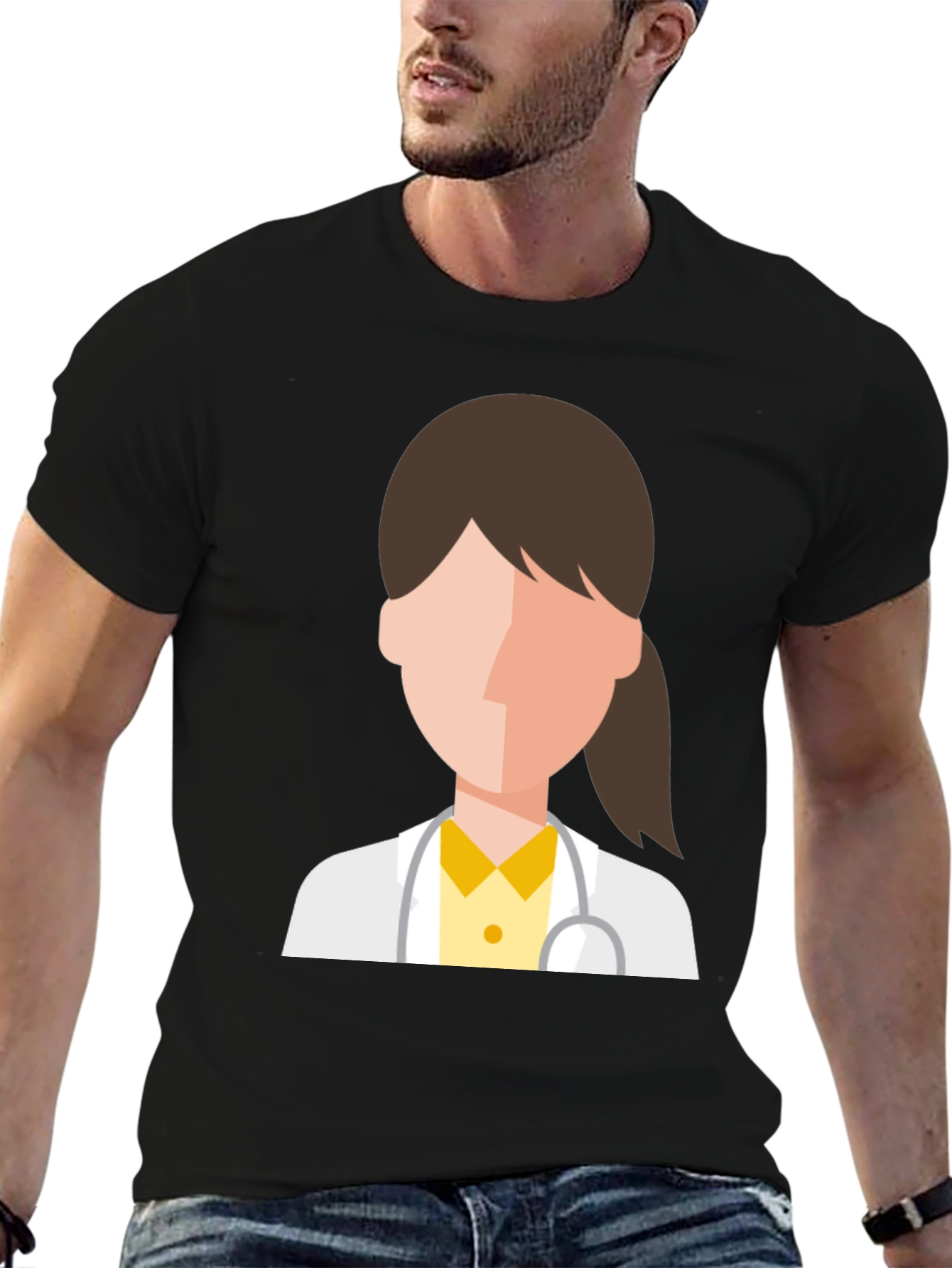 Black Doctor Graphic T-Shirt - Black Cotton Tee view 6