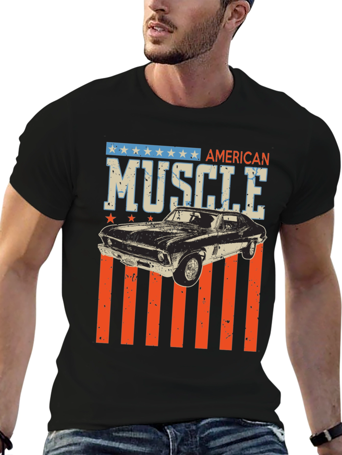 Black American Muscle Car Graphic Tee view 6