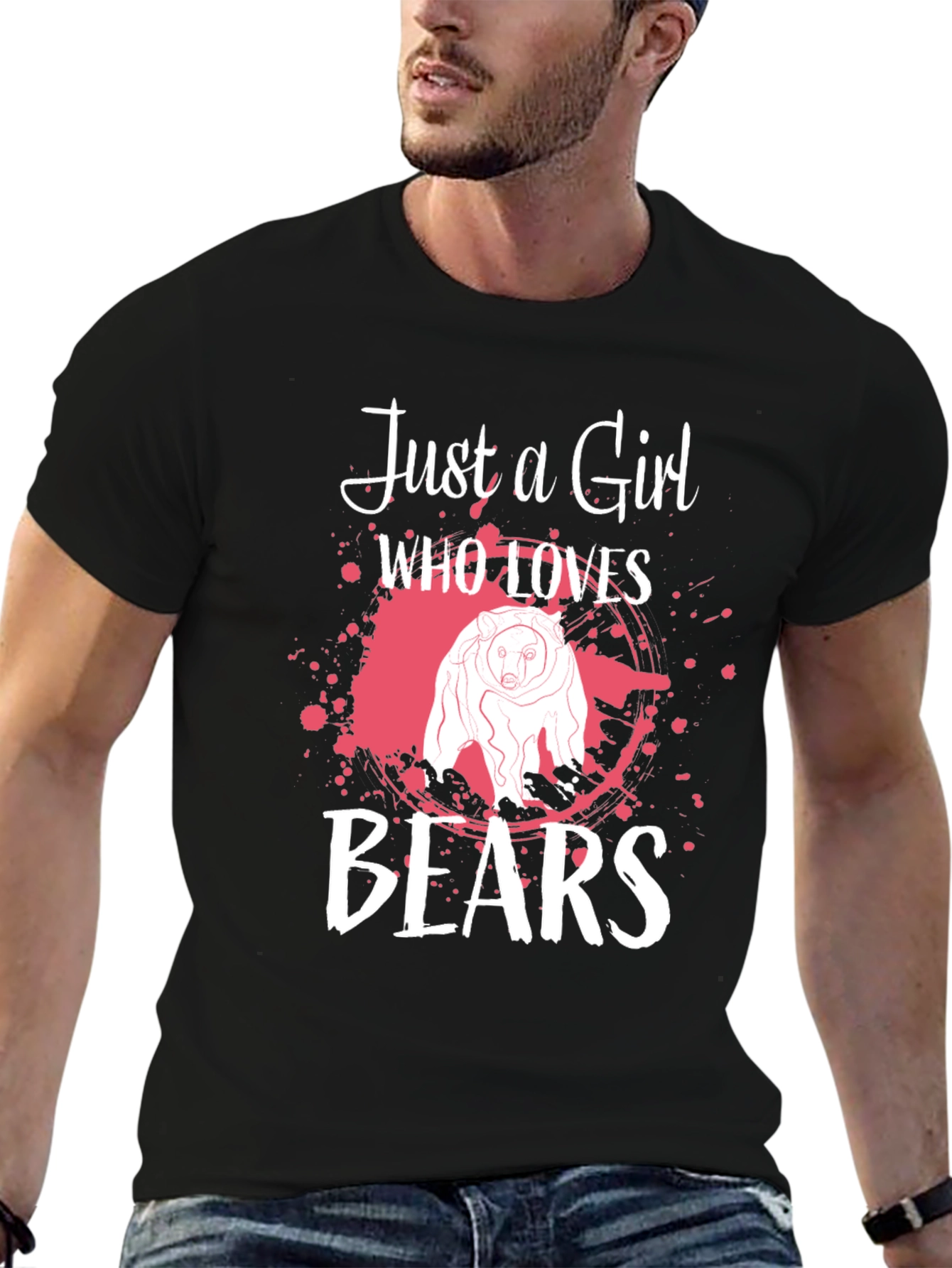 Black Just a Girl Who Loves Bears T-Shirt view 6