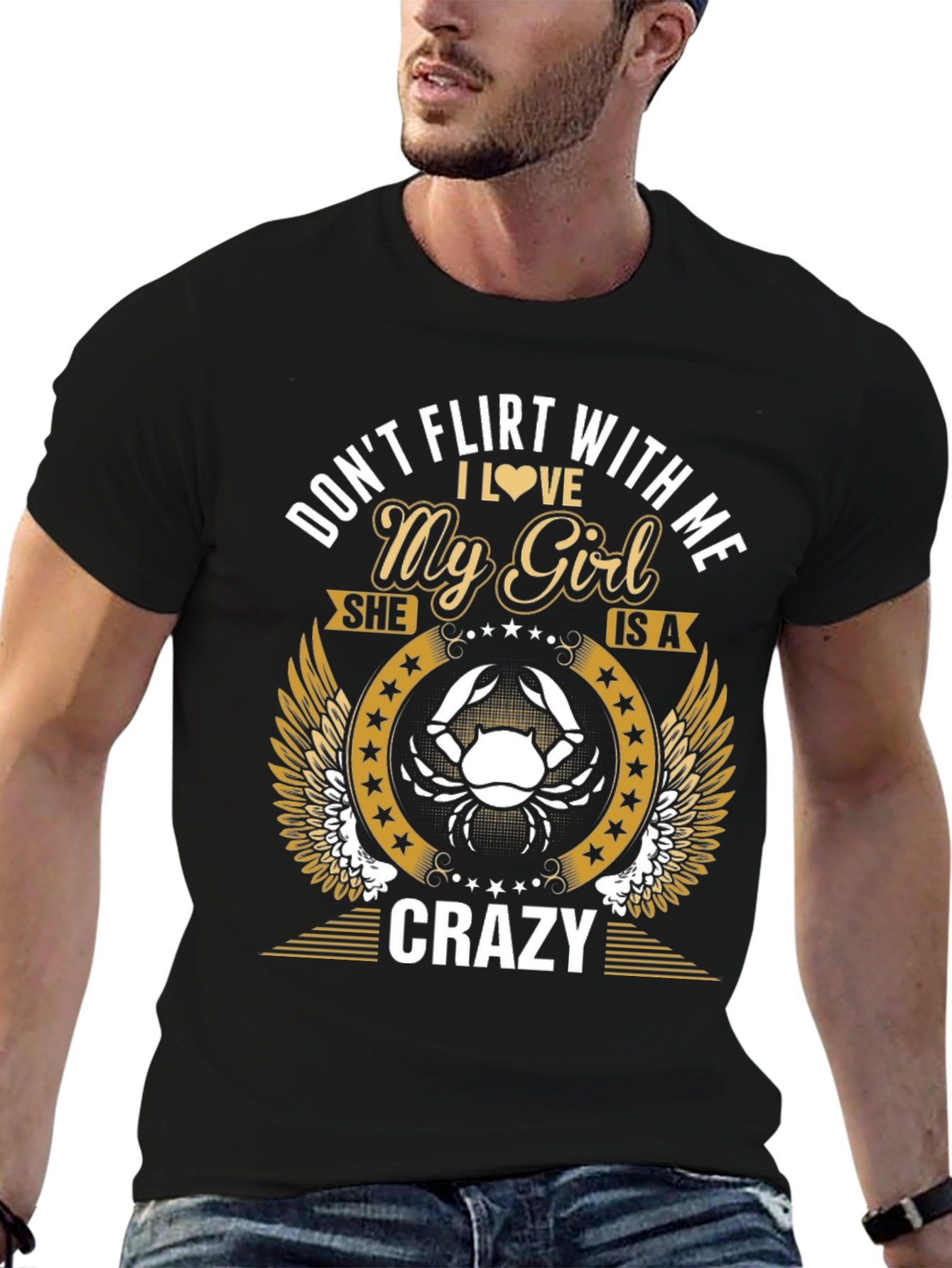 Black Don't Flirt With Me Crazy Girl T-Shirt view 6