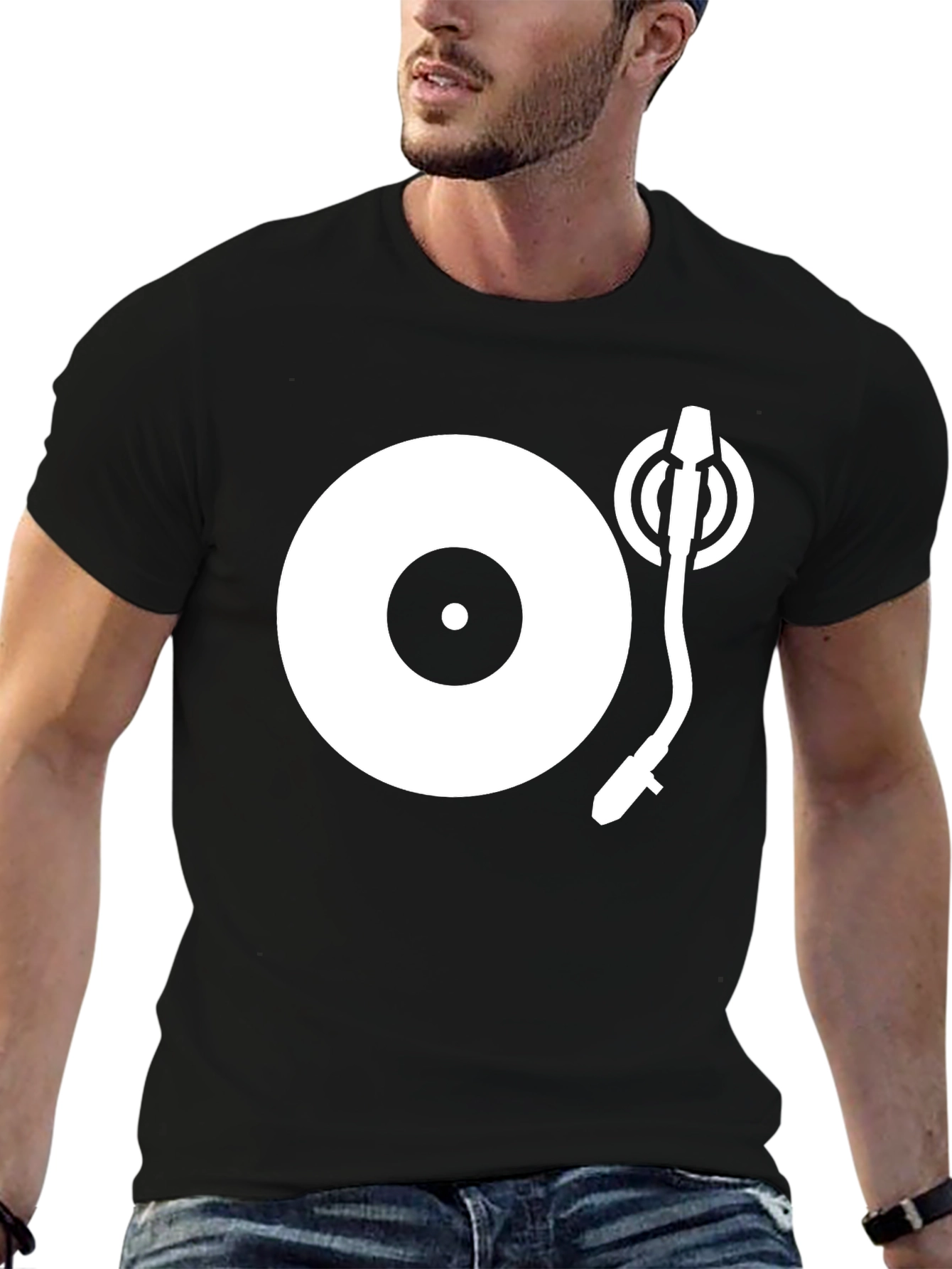 Black Turntable Graphic Black T-Shirt view 6
