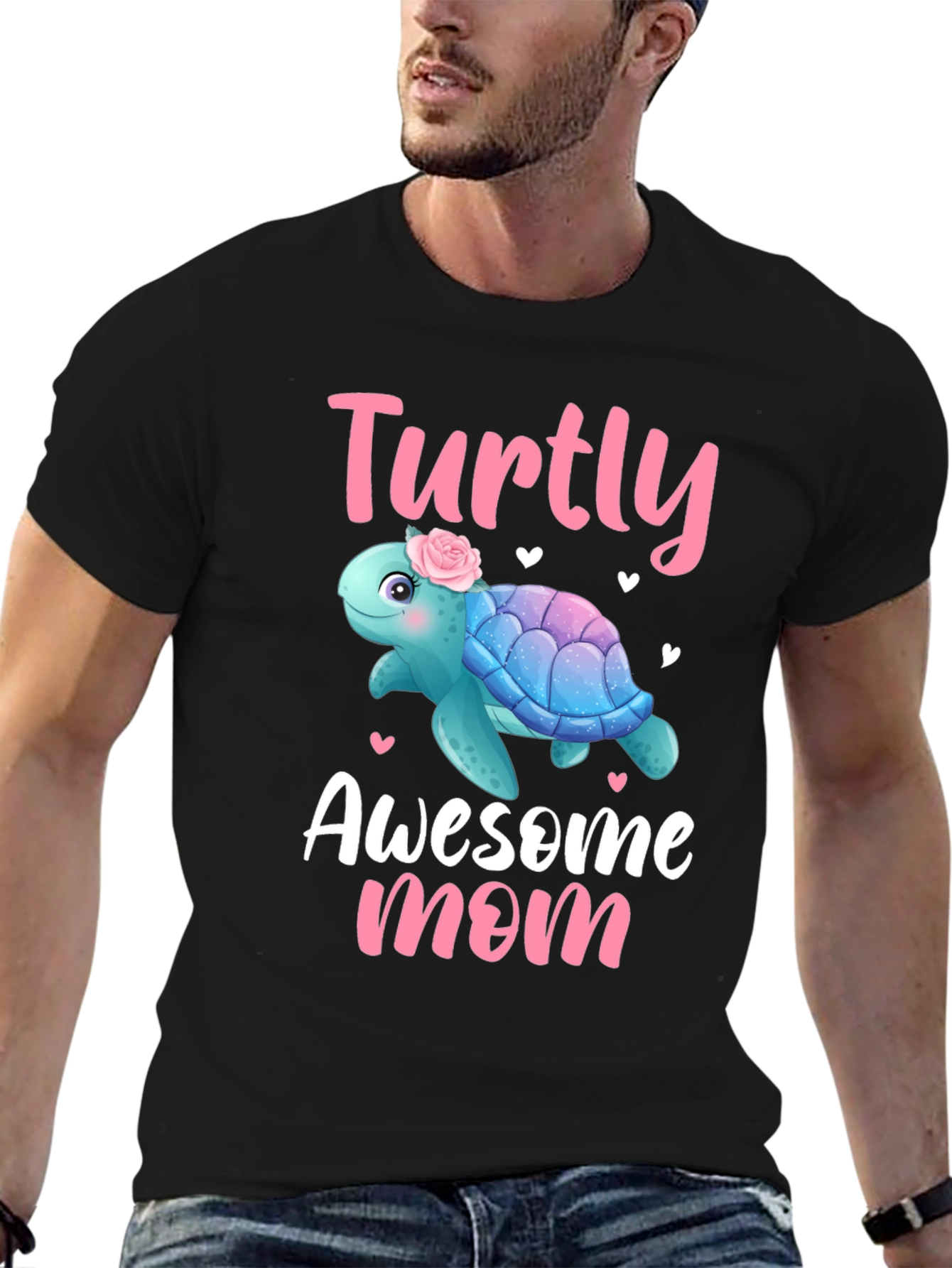 Black Turtly Awesome Mom T-Shirt - Cute Turtle Design view 6