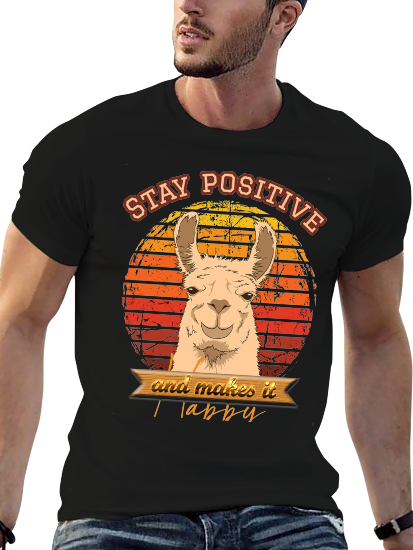 Black Stay Positive Llama T-Shirt view 6