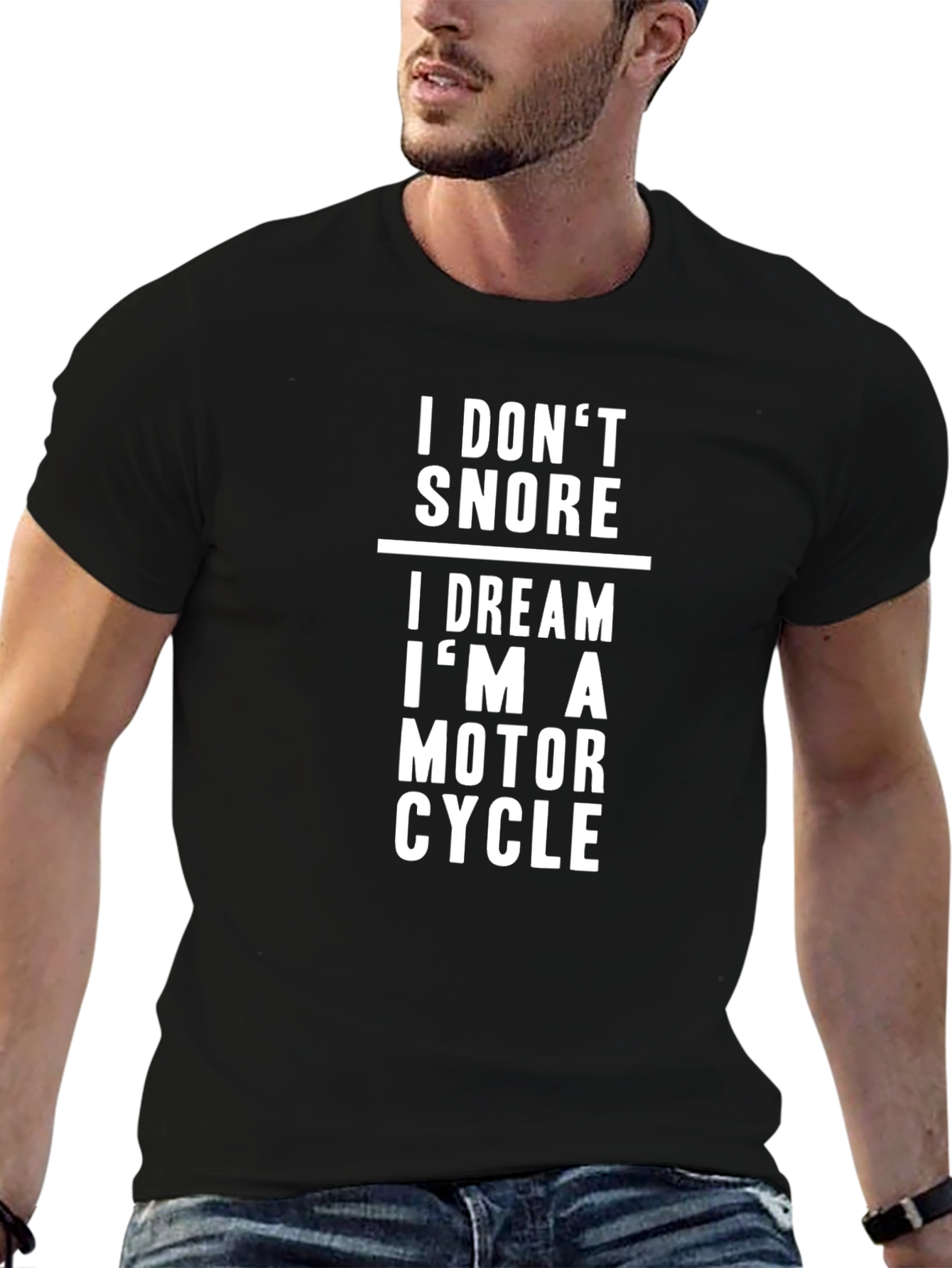 Black I Don't Snore - I Dream I'm A Motorcycle T-Shirt view 6