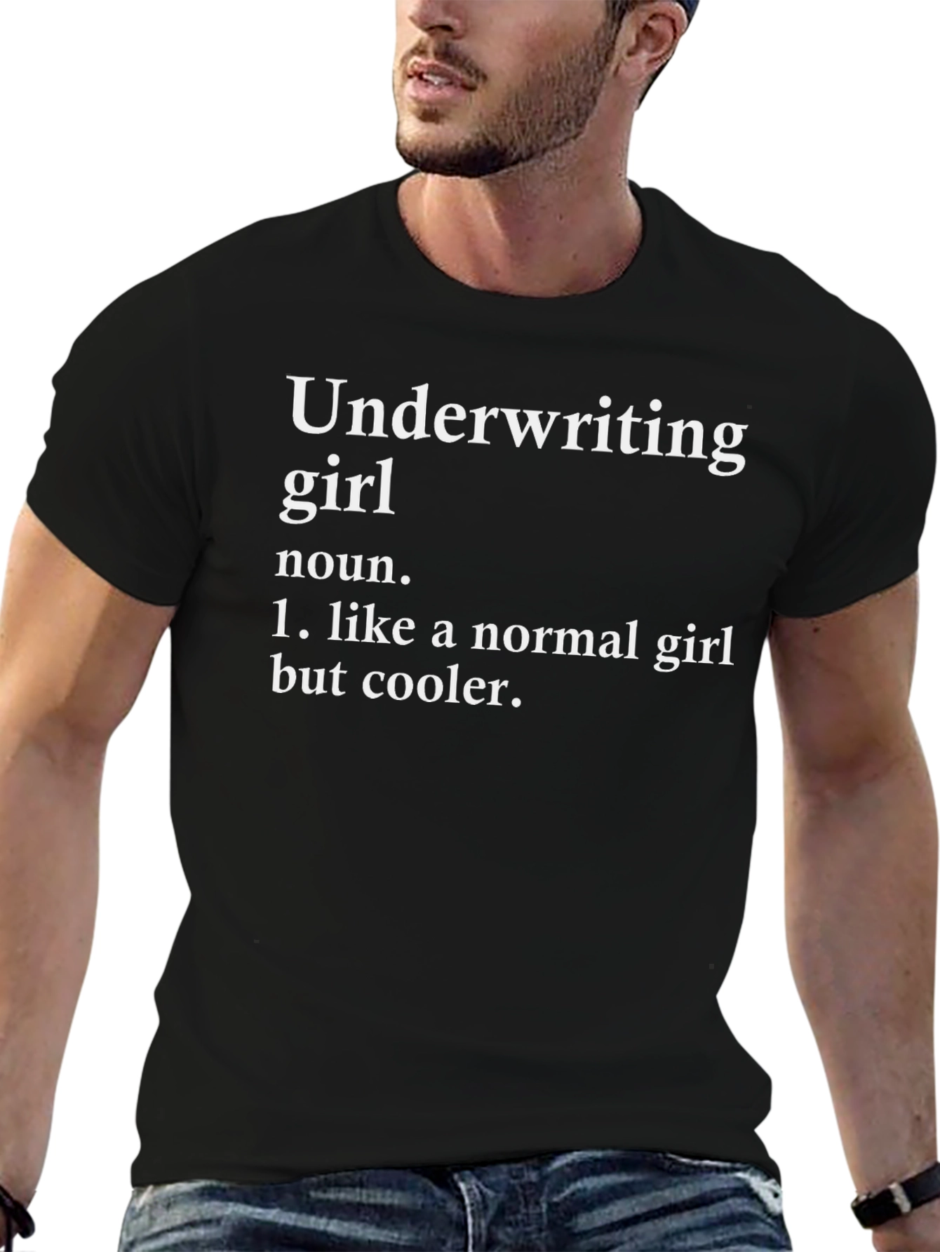 Black Underwriting Girl Funny Graphic Tee view 6