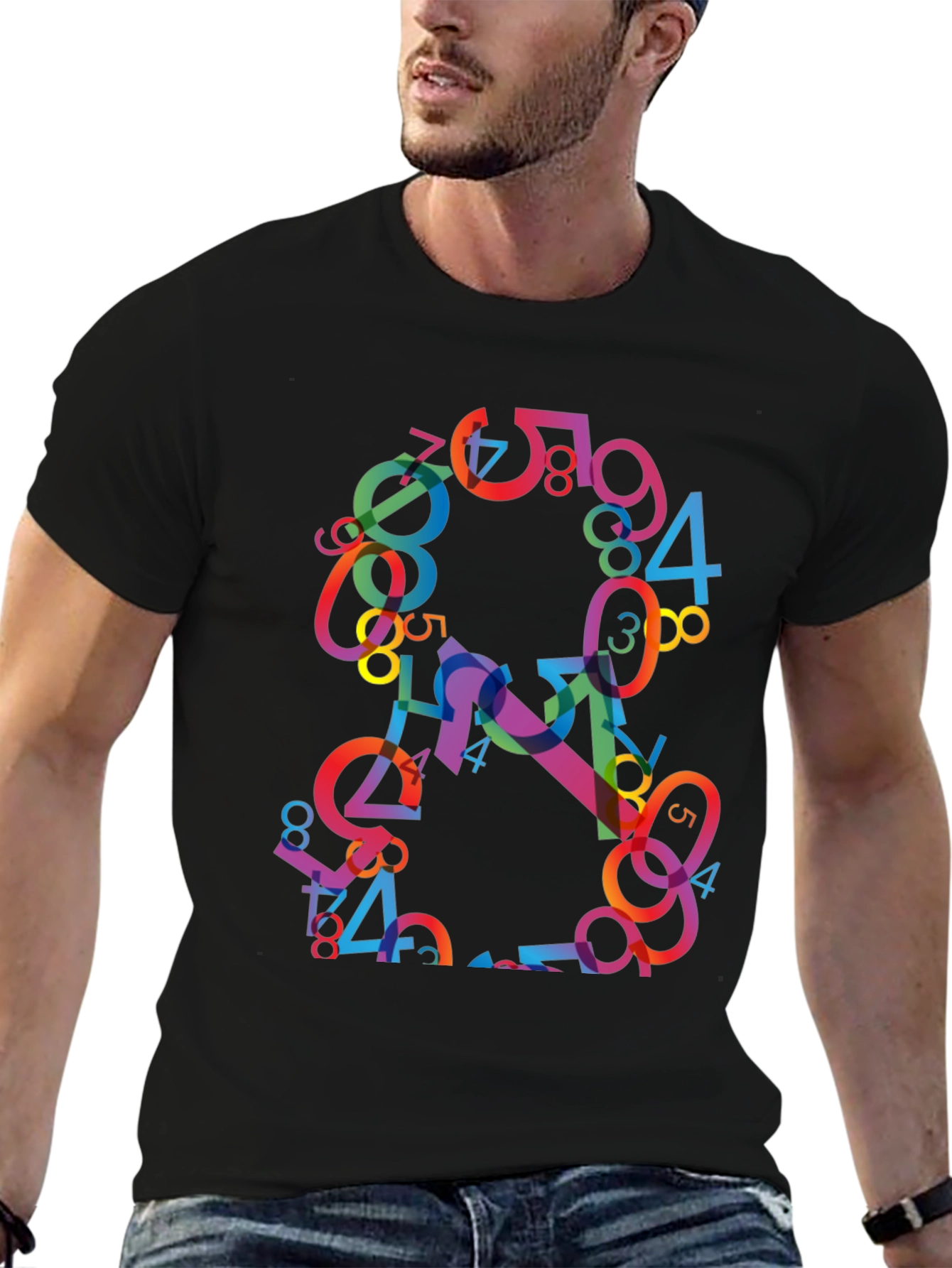 Black Abstract Number Graphic T-Shirt view 6
