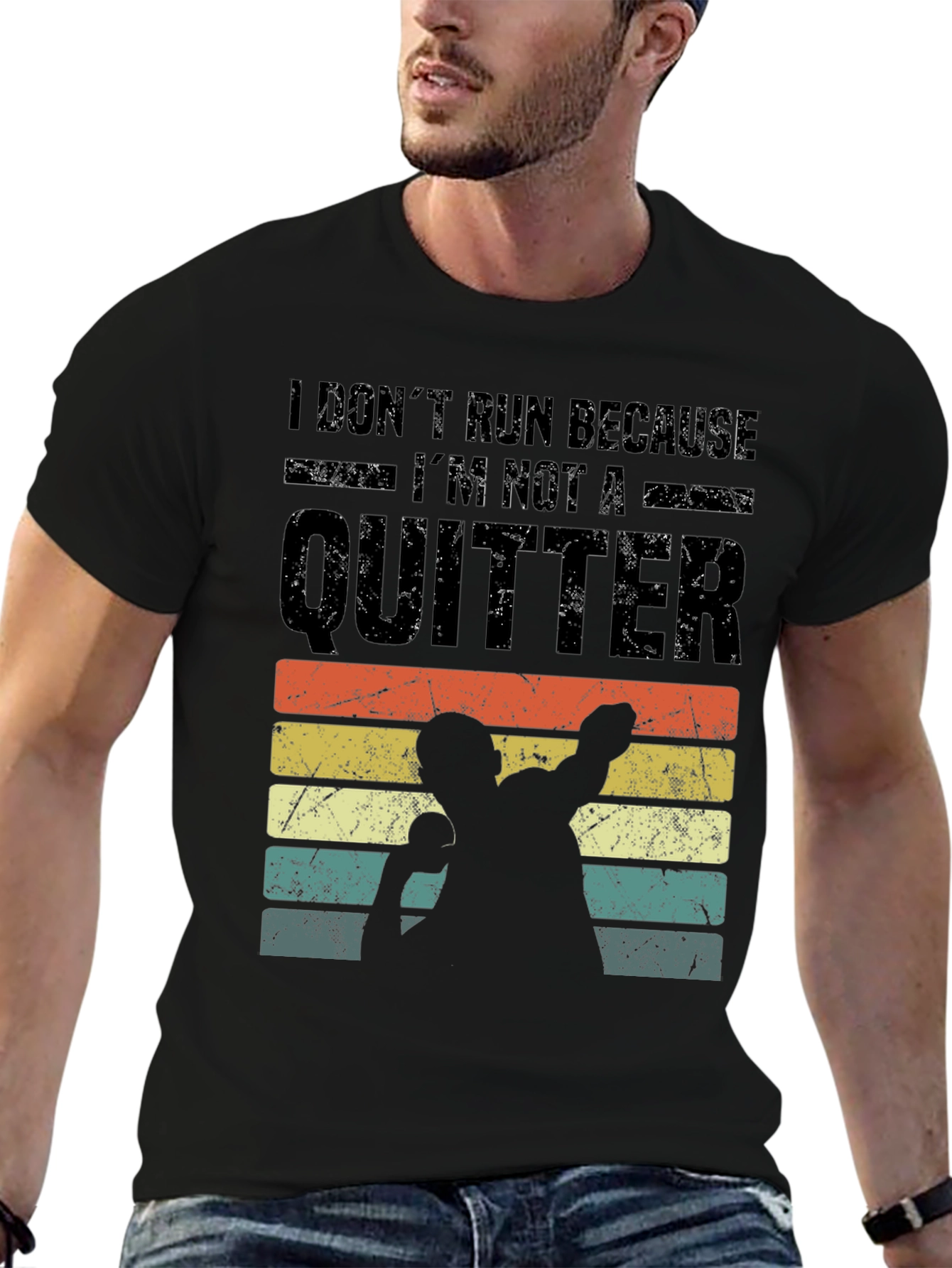 Black I Don't Run Because I'm Not a Quitter T-Shirt view 6
