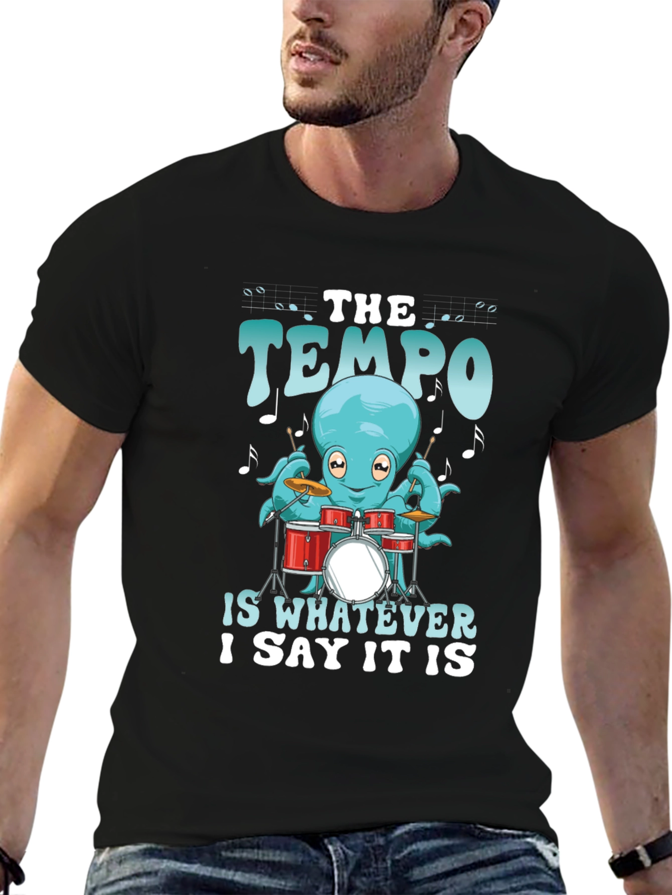 Black Octopus Drummer Tee - The Tempo Is Whatever I Say It Is view 6