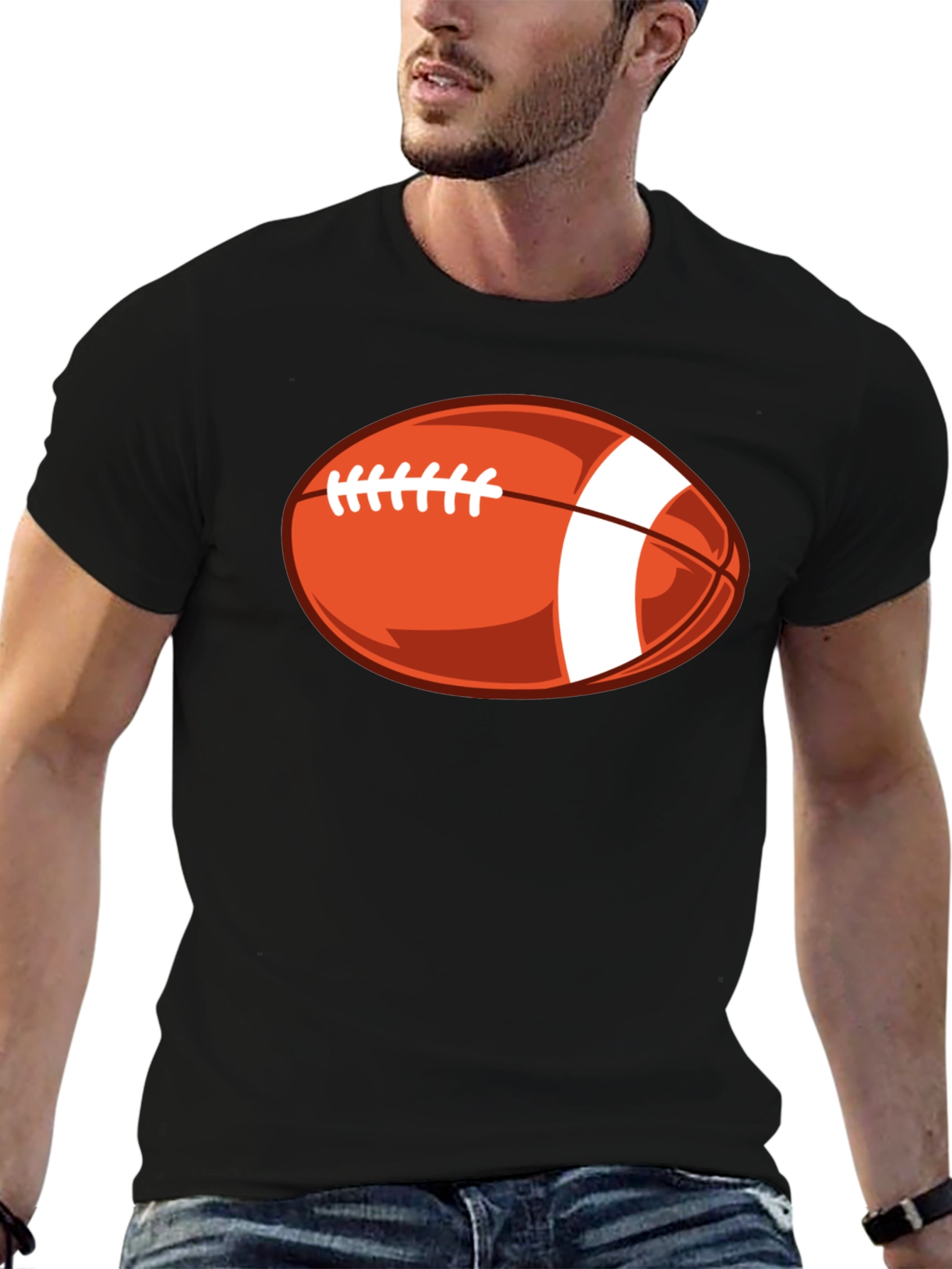 Black Football Graphic Tee - Stylish Black T-Shirt view 6