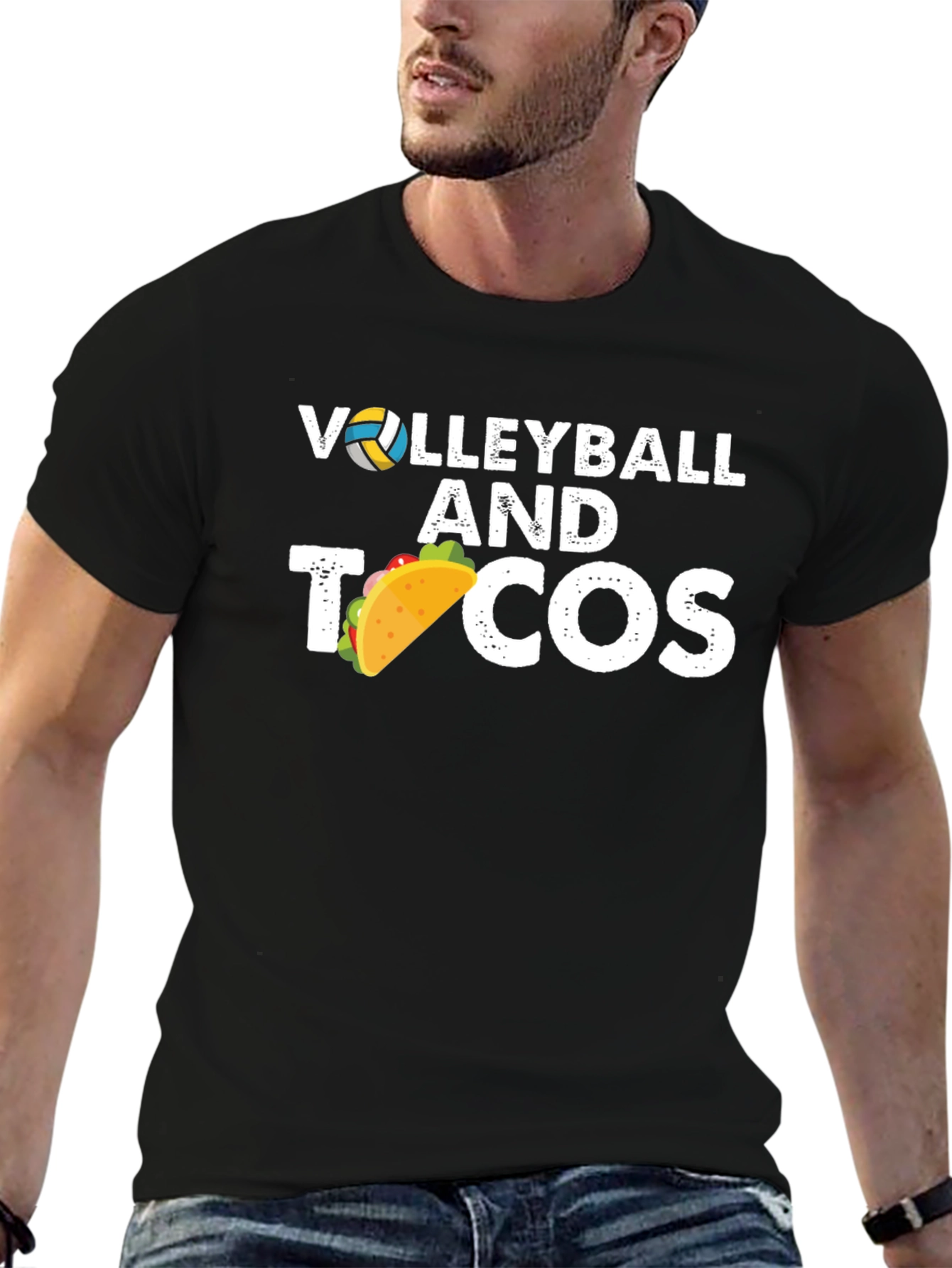 Black Volleyball & Tacos Graphic Tee - Black view 6