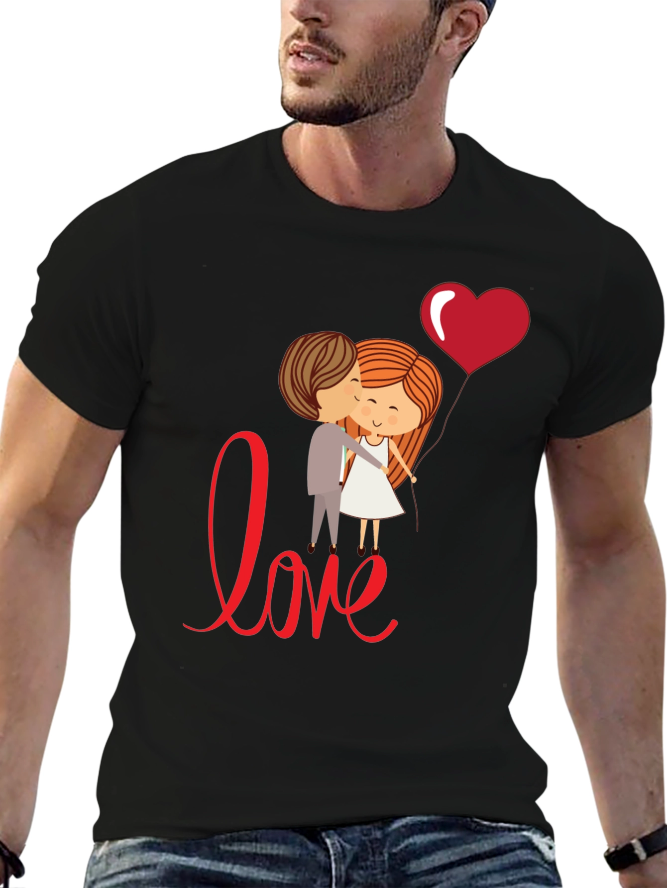 Black Love Couple T-Shirt, Cute Valentine's Day Gift view 6