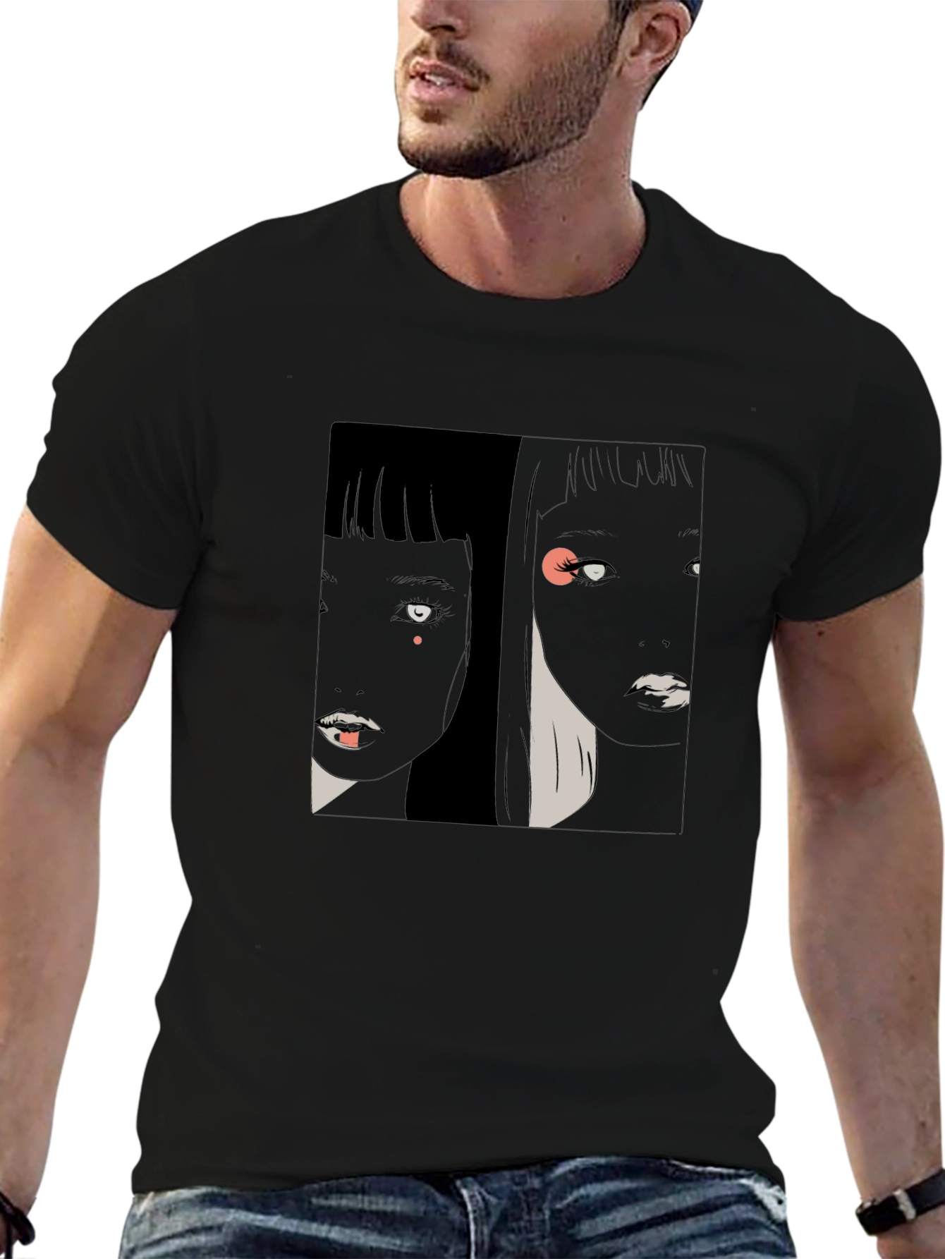 Black Abstract Graphic Print Black T-Shirt view 6