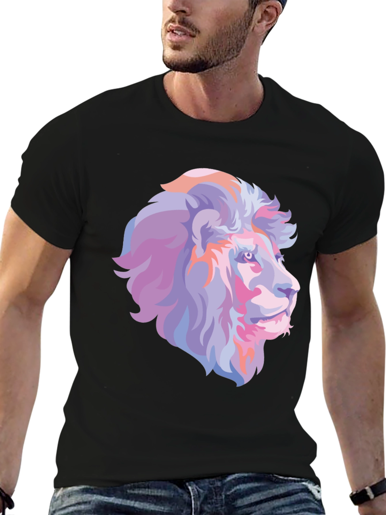 Black Lion Graphic Tee - Stylish Animal Print T-Shirt view 6