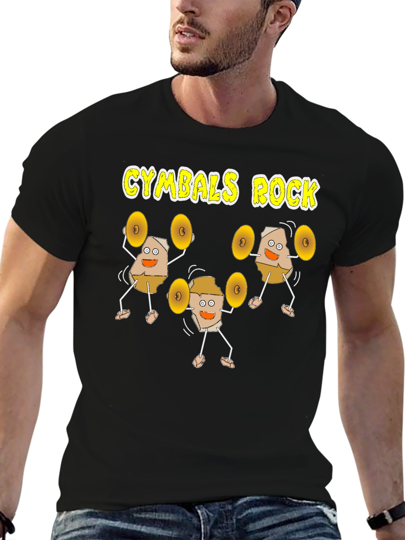 Black Cymbals Rock Funny Musician T-Shirt view 6