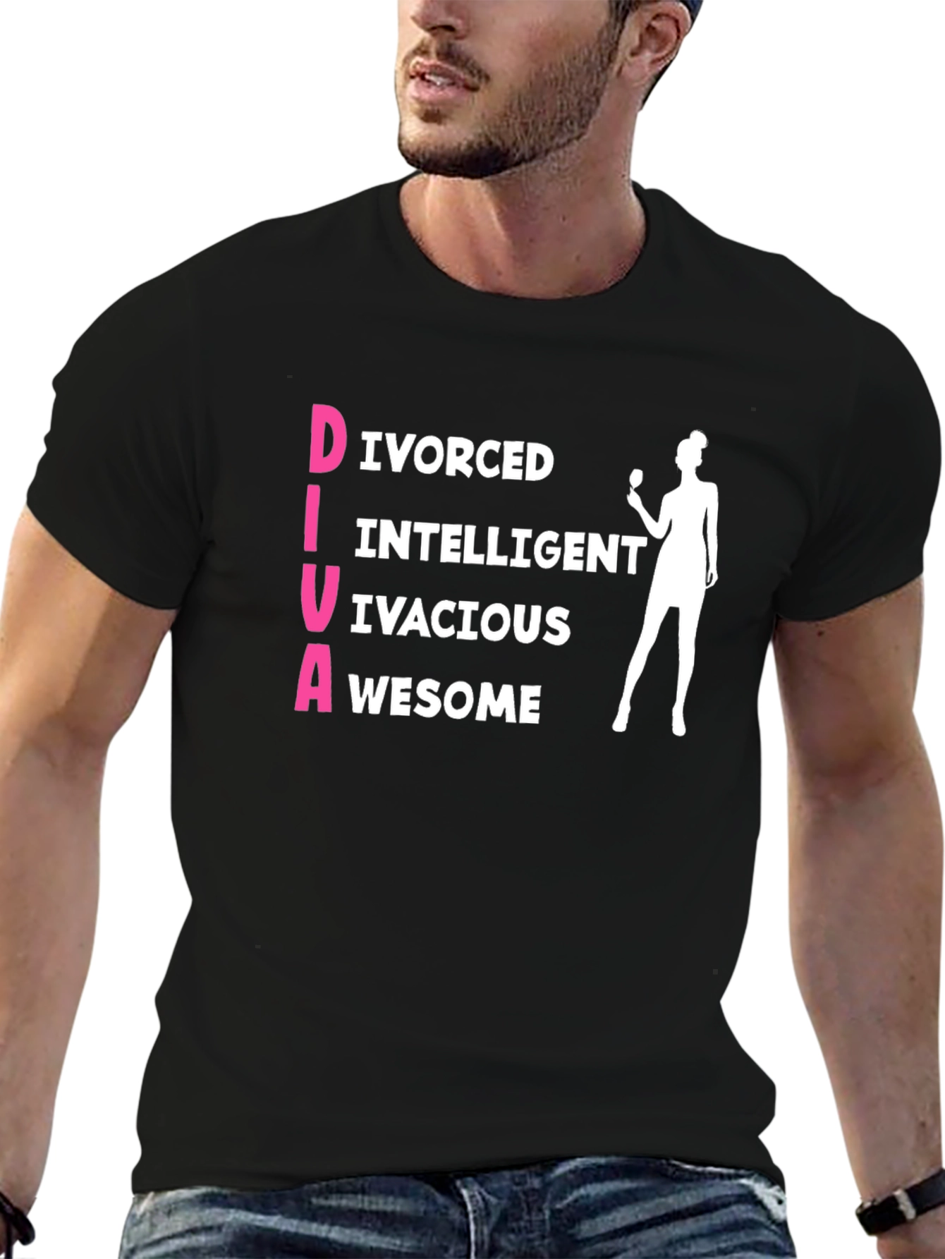 Black Funny DIVA Graphic T-Shirt - Divorced Intelligent Vivacious Awesome view 6