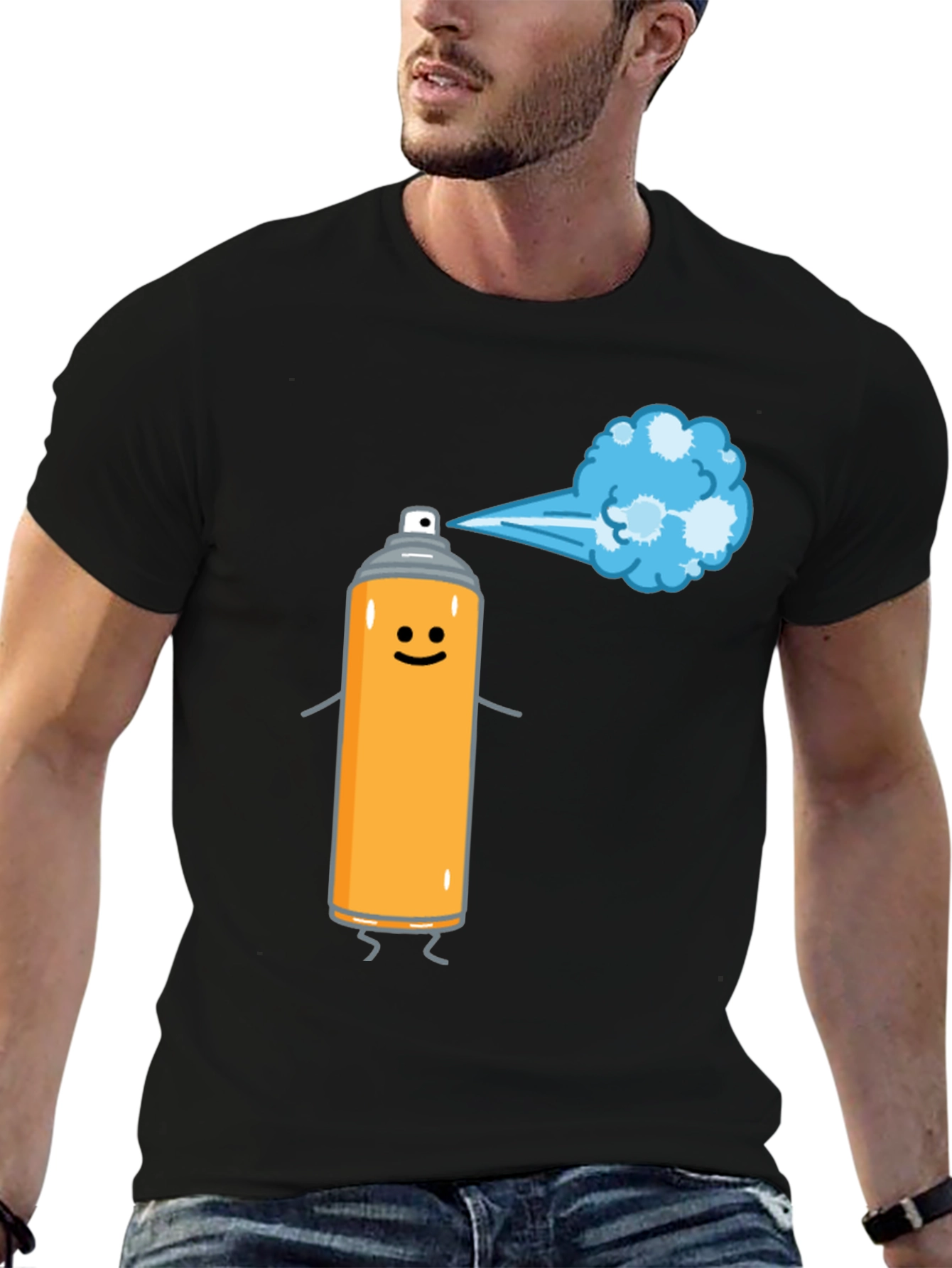 Black Funny Spray Paint Graphic Tee view 6