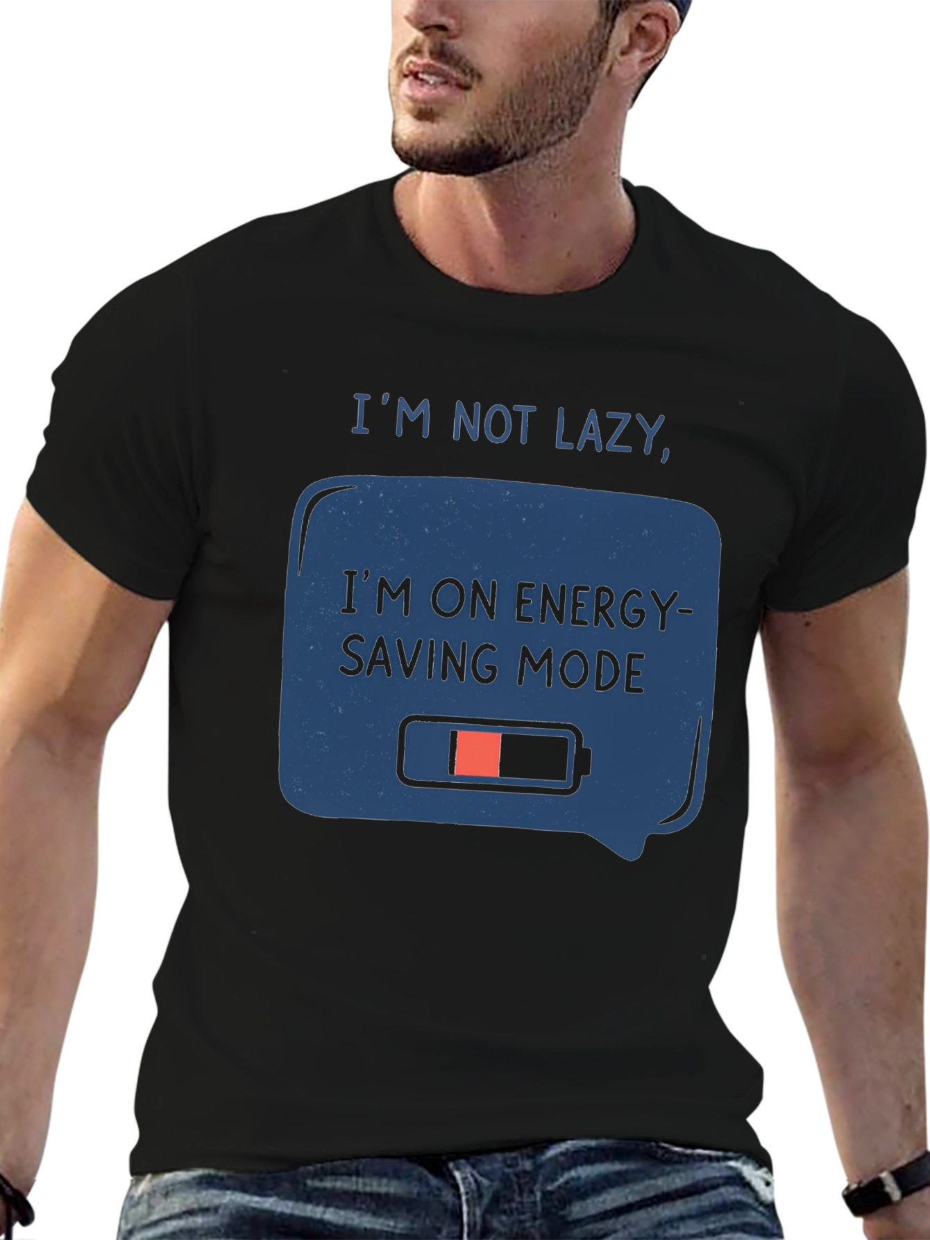 Black Energy Saving Mode Graphic Tee view 6