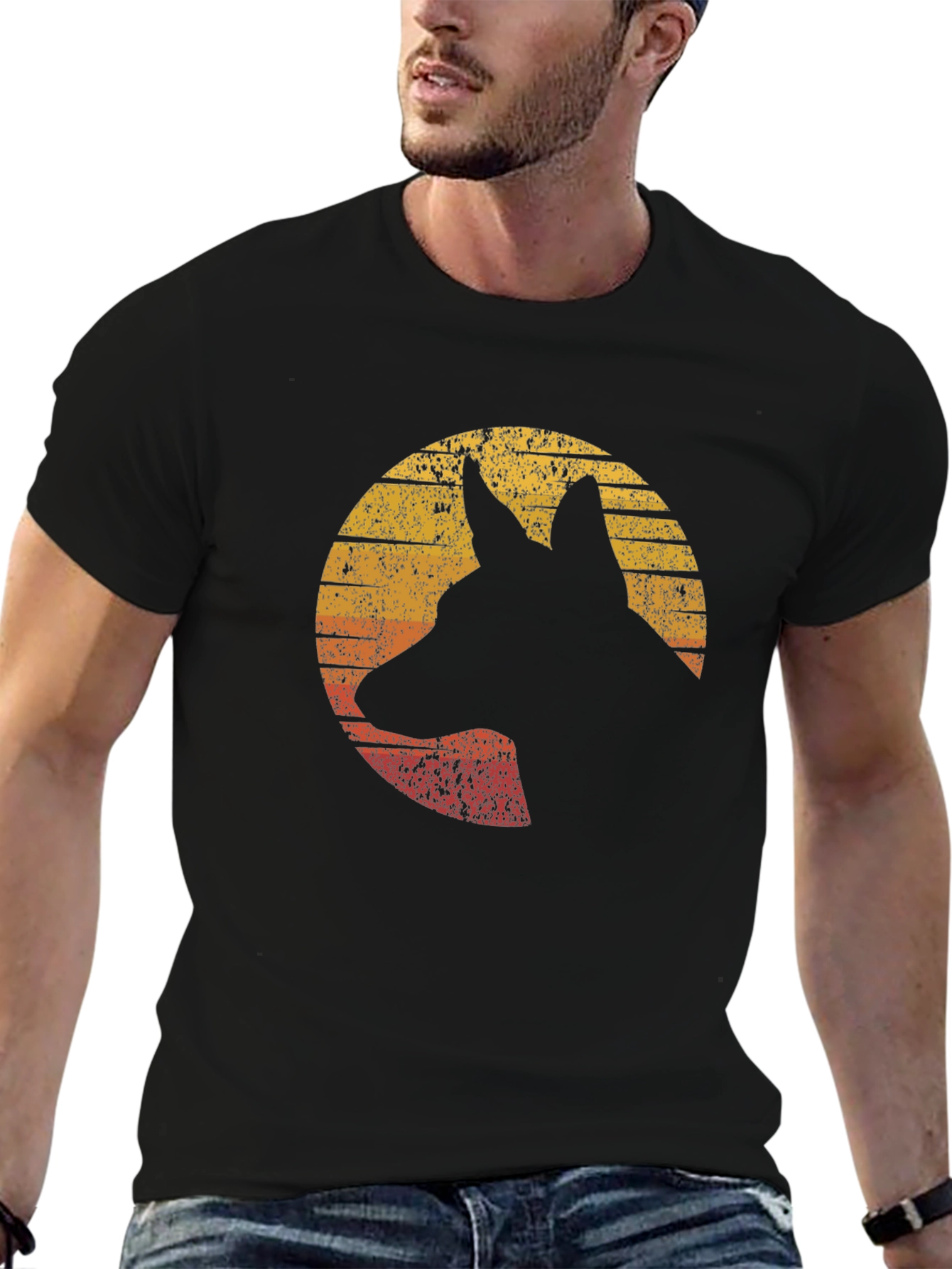 Black German Shepherd Silhouette Graphic Tee view 6