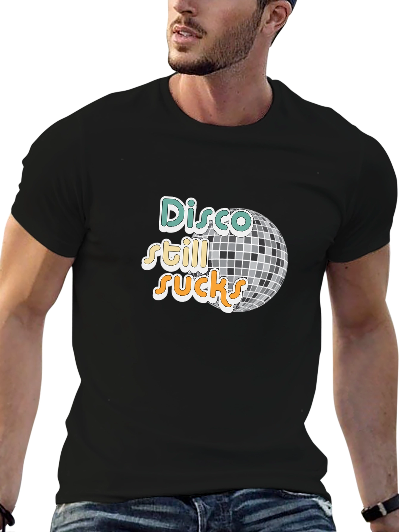 Black Disco Still Sucks T-Shirt - Retro Anti-Disco Graphic Tee view 6