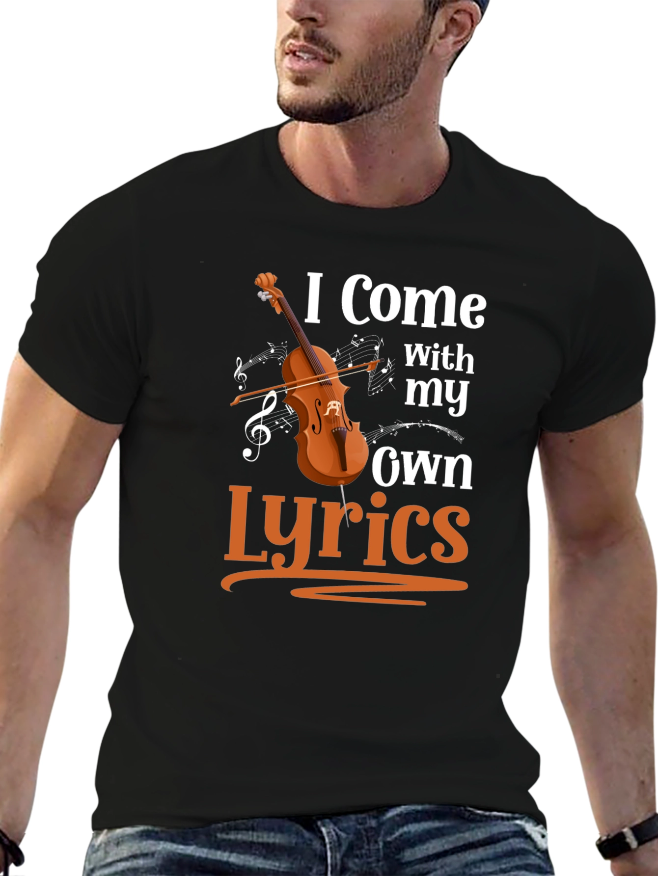 Black I Come With My Own Lyrics Graphic T-Shirt view 6