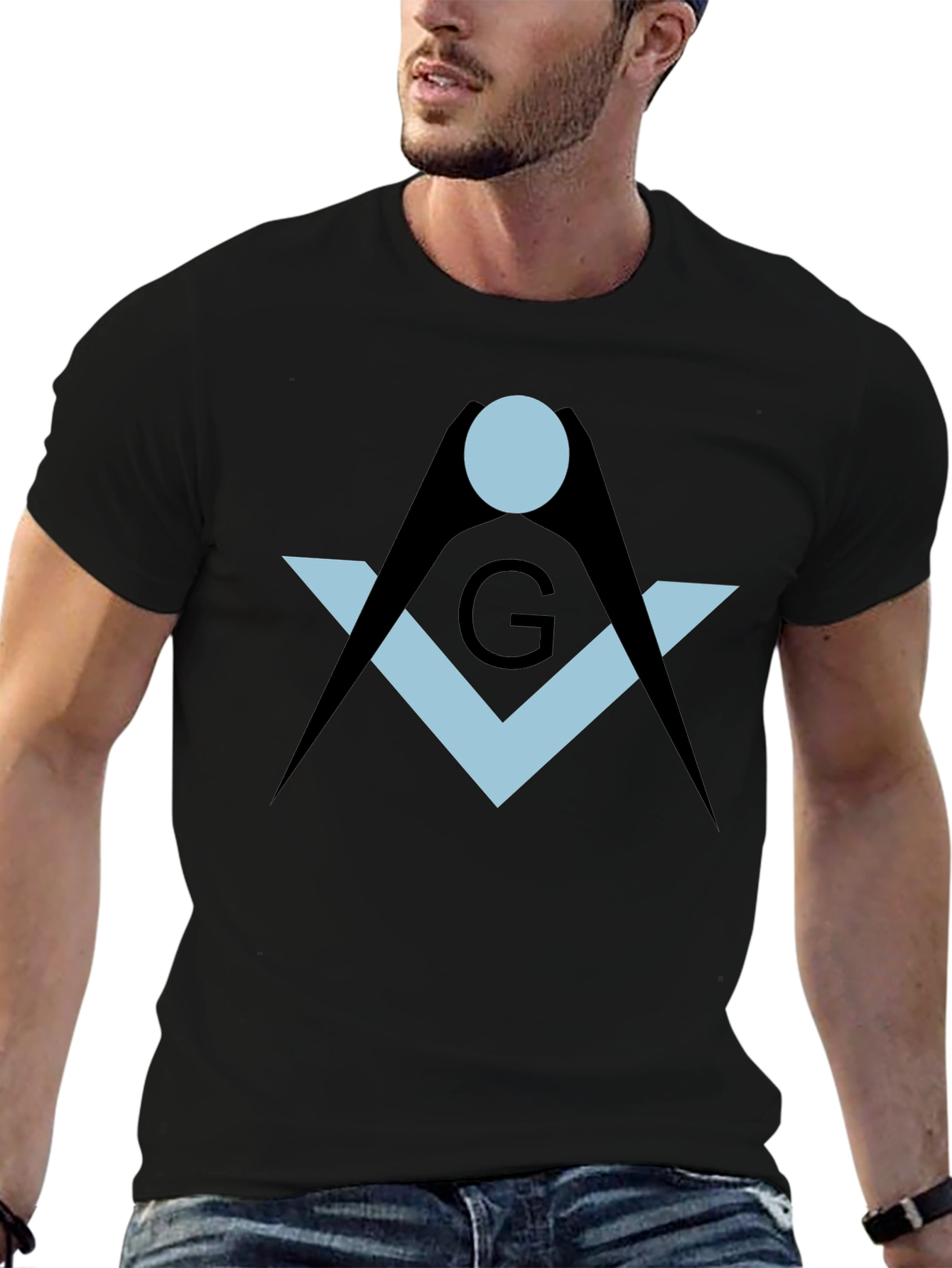 Black Masonic Symbol Black T-Shirt view 6