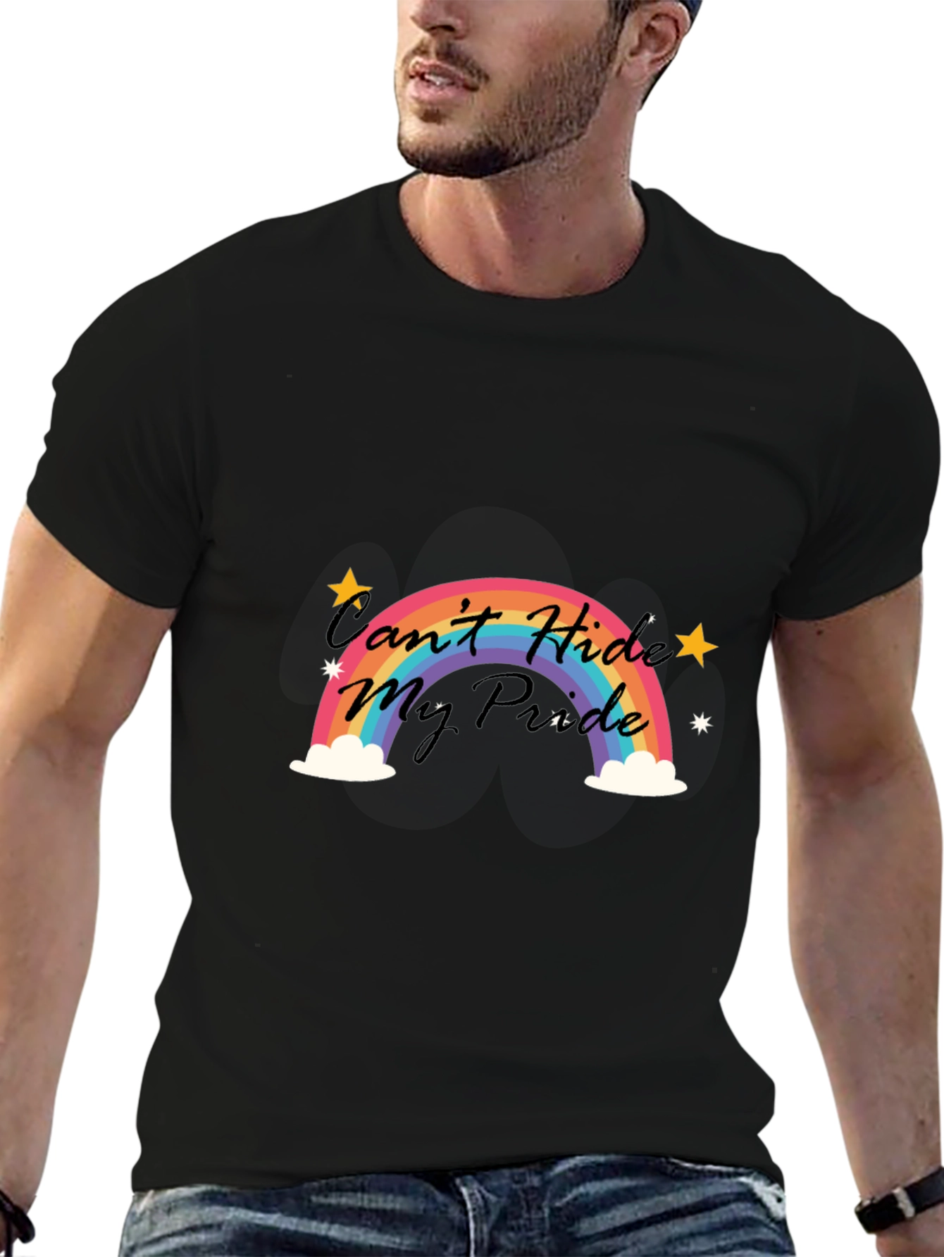 Black Pride Rainbow Graphic Tee -  Men's Black T-Shirt view 6