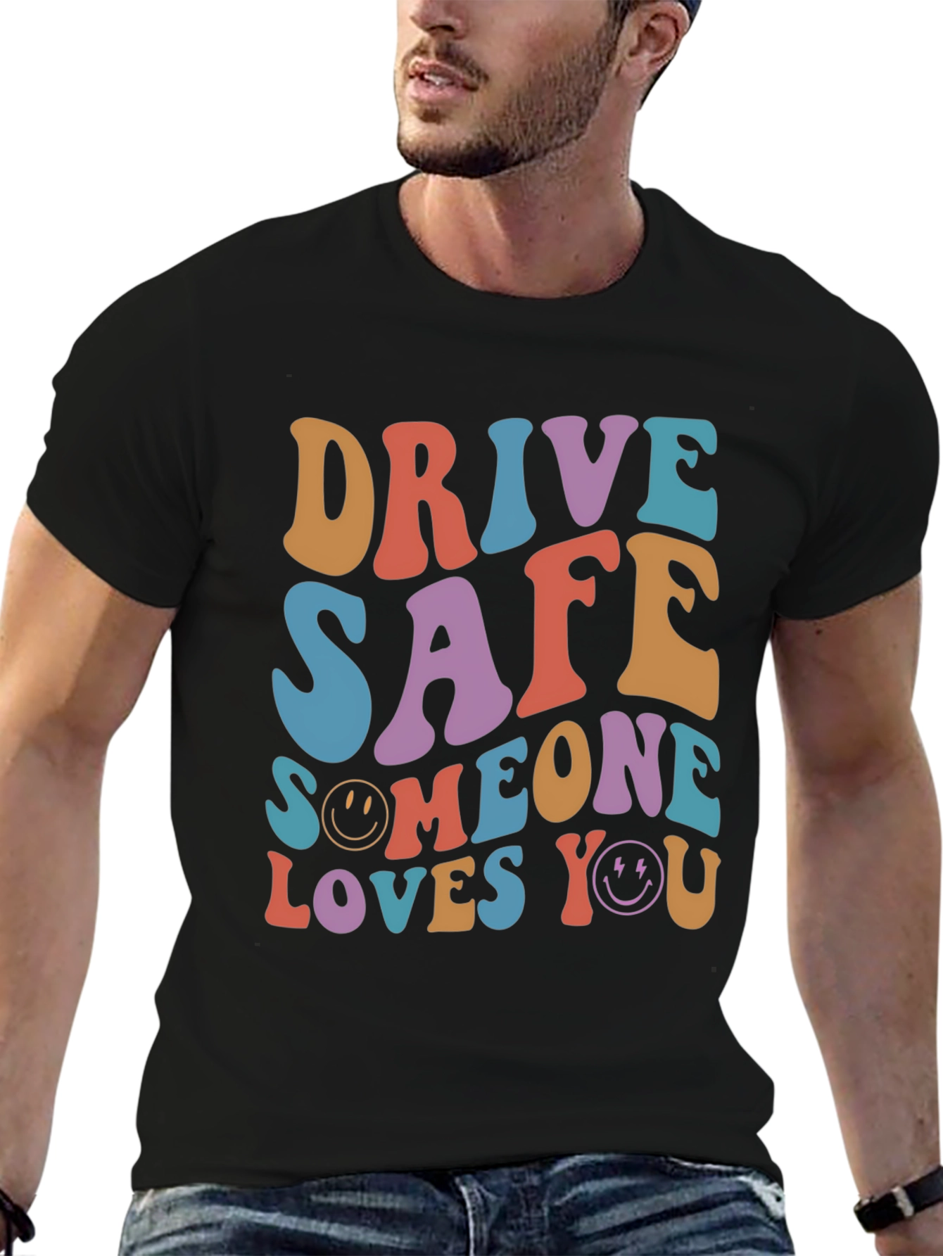 Black Drive Safe Graphic Tee - Retro Style T-Shirt view 6