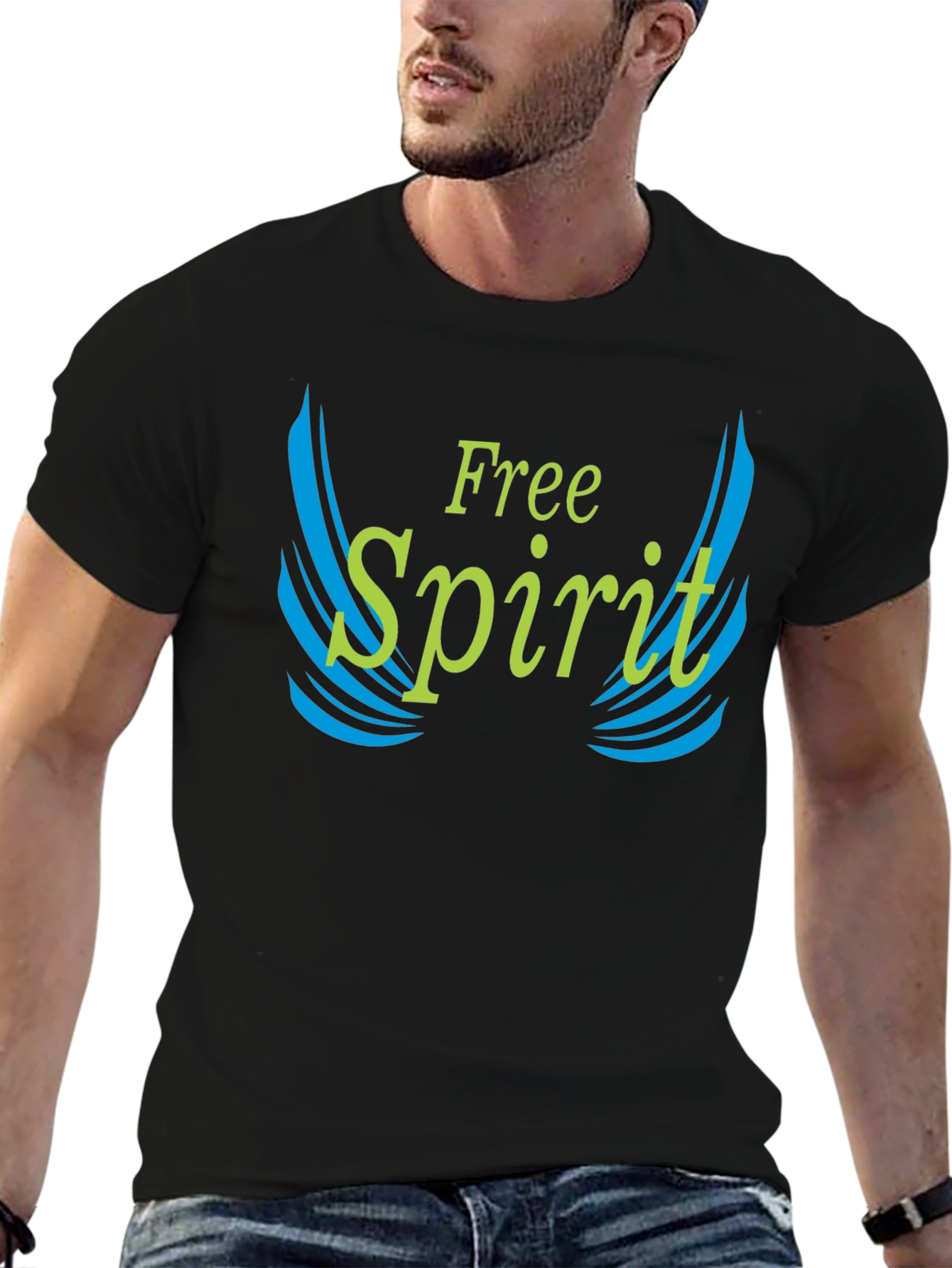 Black Free Spirit Graphic Tee - Black Cotton Blend view 6