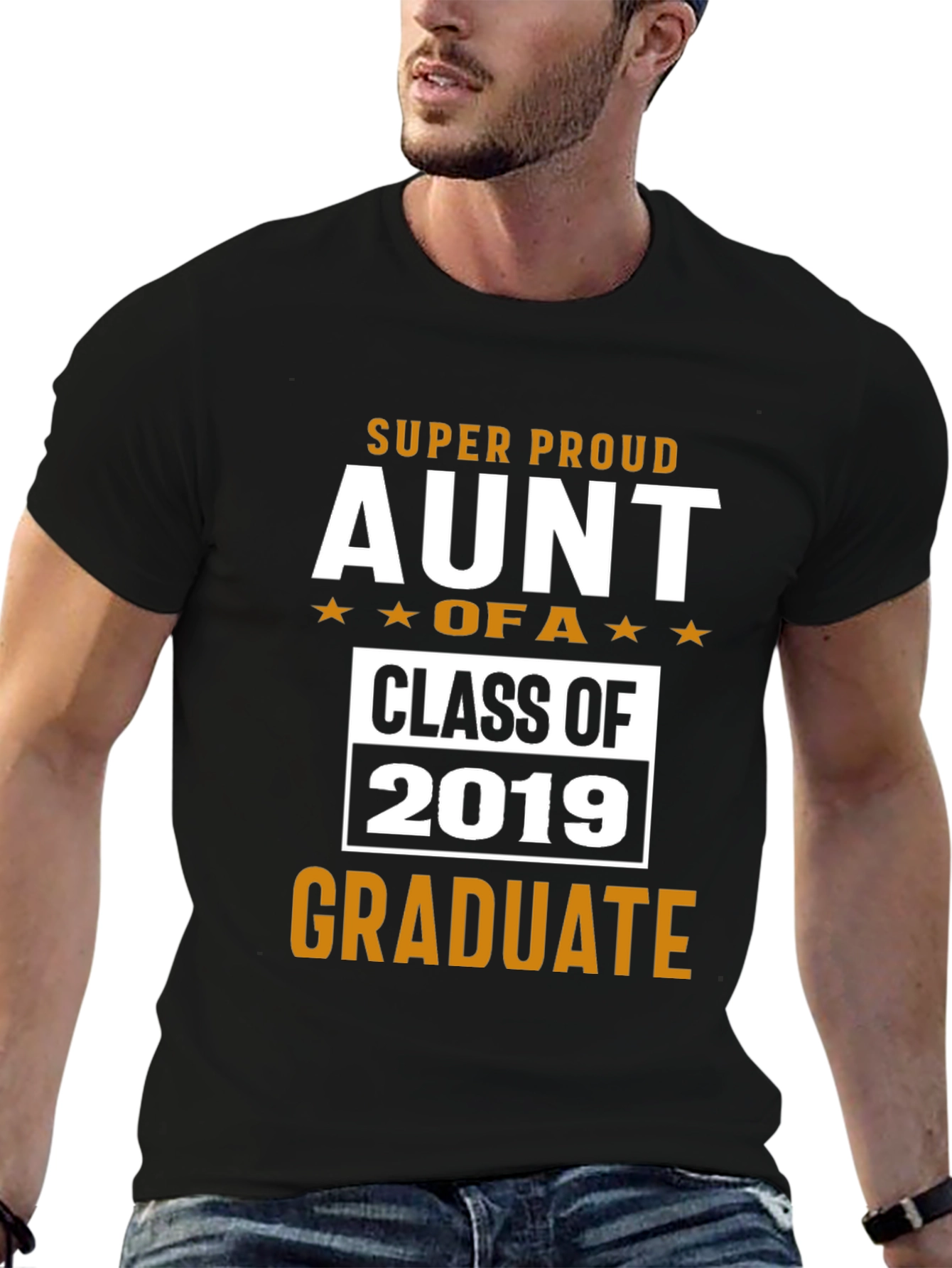 Black Super Proud Aunt of a 2019 Graduate T-Shirt view 6