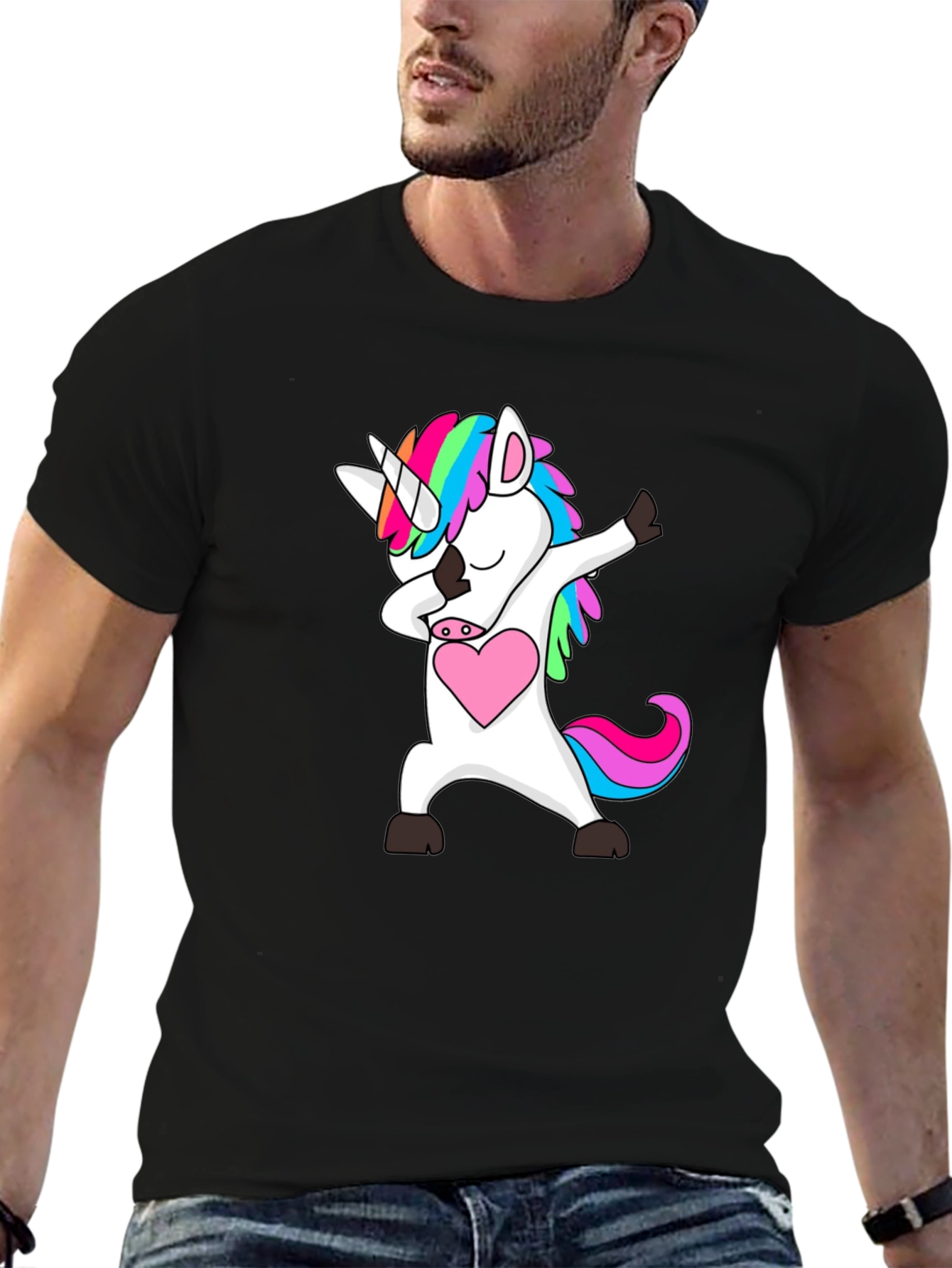 Black Unicorn Dab T-Shirt - Men's Black Graphic Tee view 6