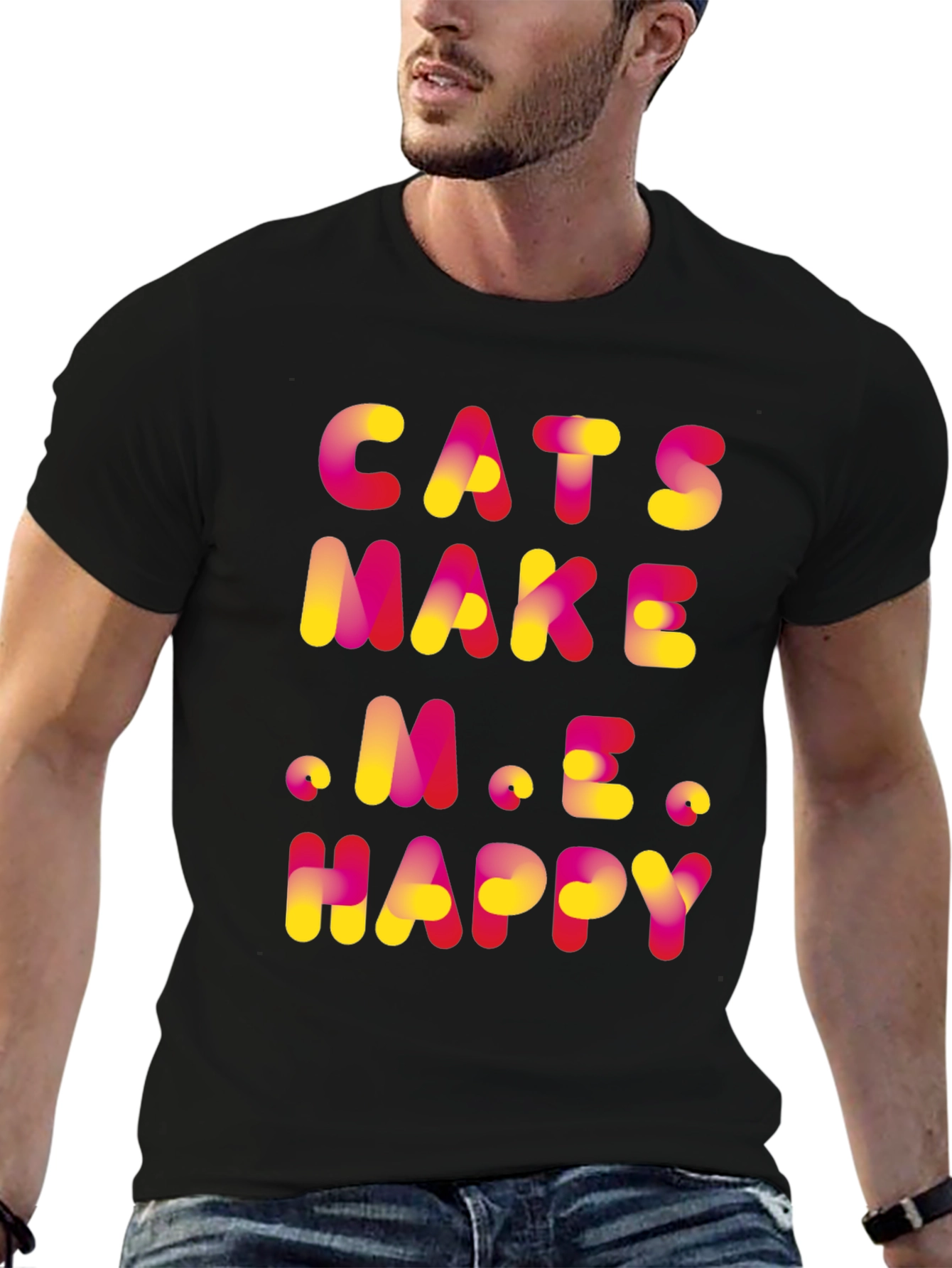 Black Cats Make Me Happy Graphic T-Shirt view 6