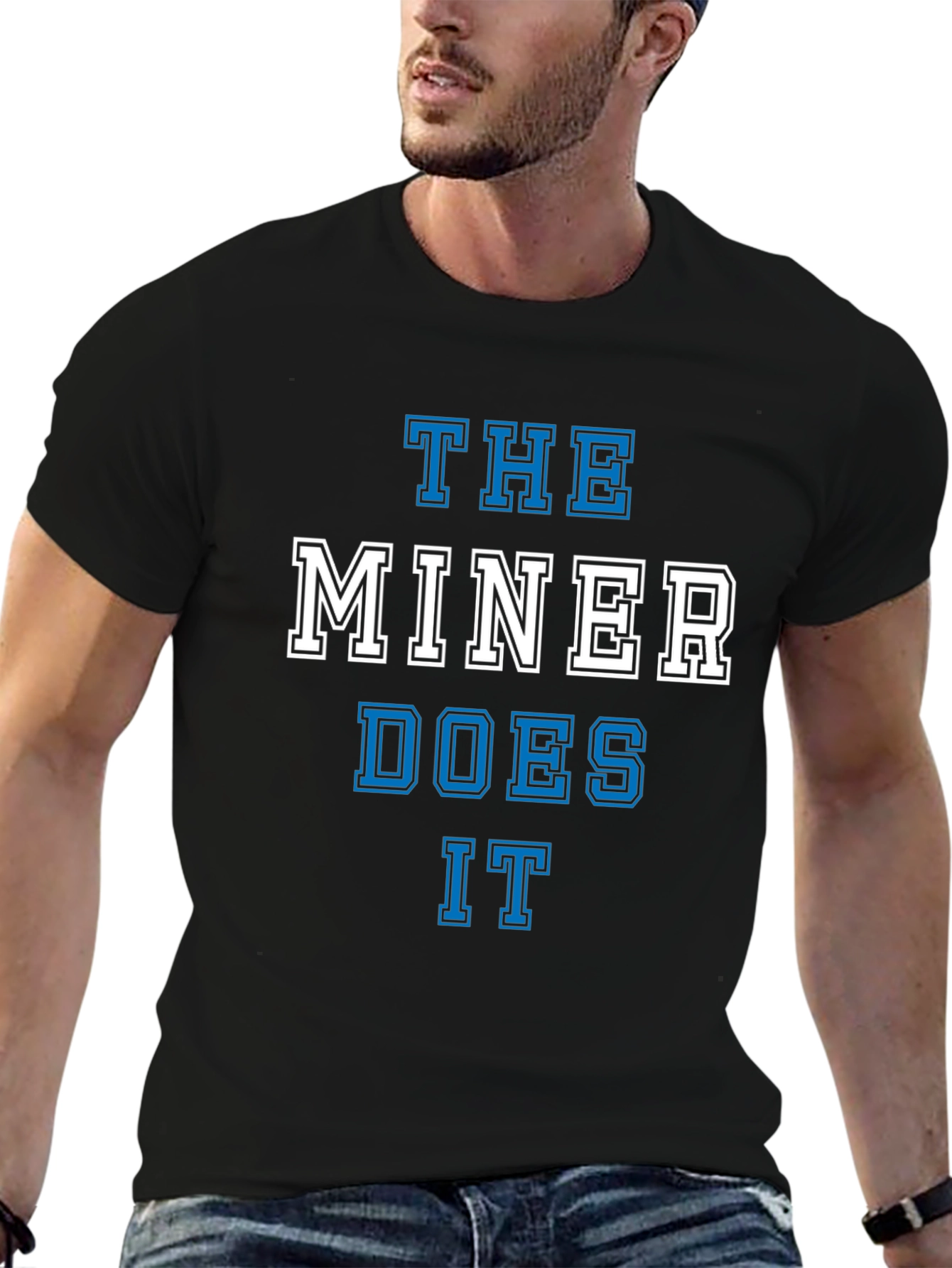 Black The Miner Does It Graphic Tee - Black Cotton T-Shirt view 6