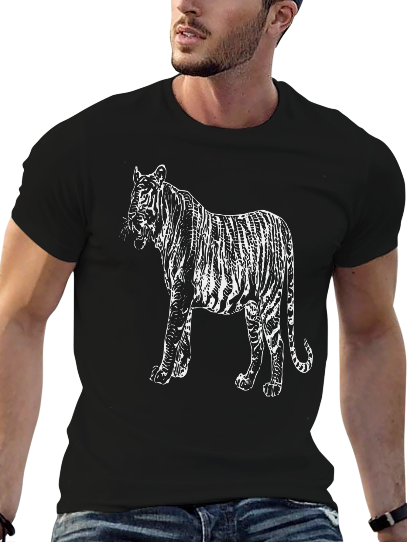 Black Black Tiger Graphic Tee - Unisex view 6