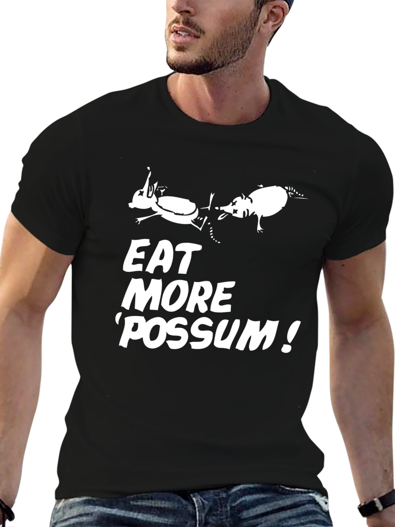 Black Eat More 'Possum! T-Shirt Funny Graphic Tee view 6