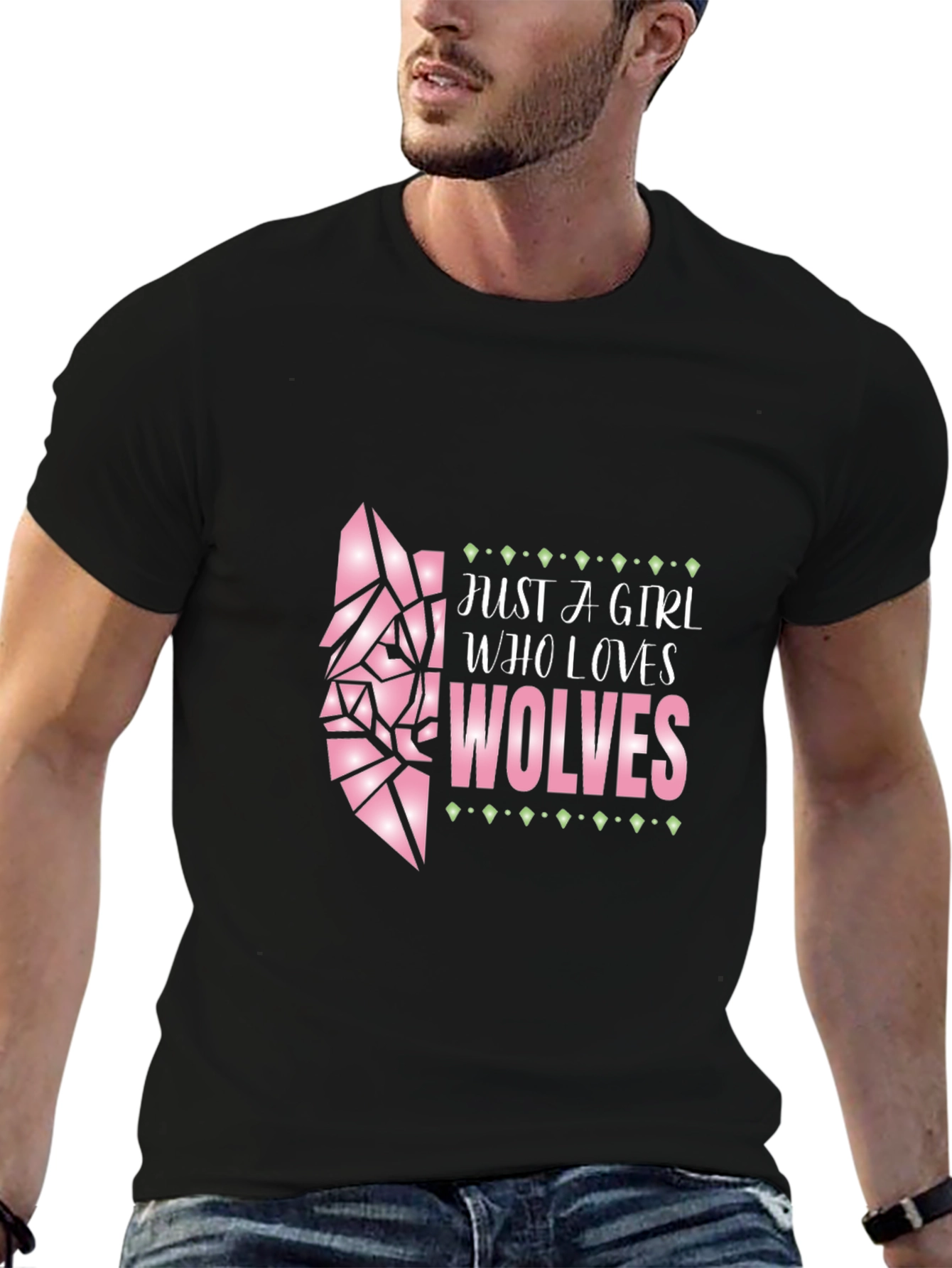 Black Girl Who Loves Wolves Graphic Tee - Black view 6