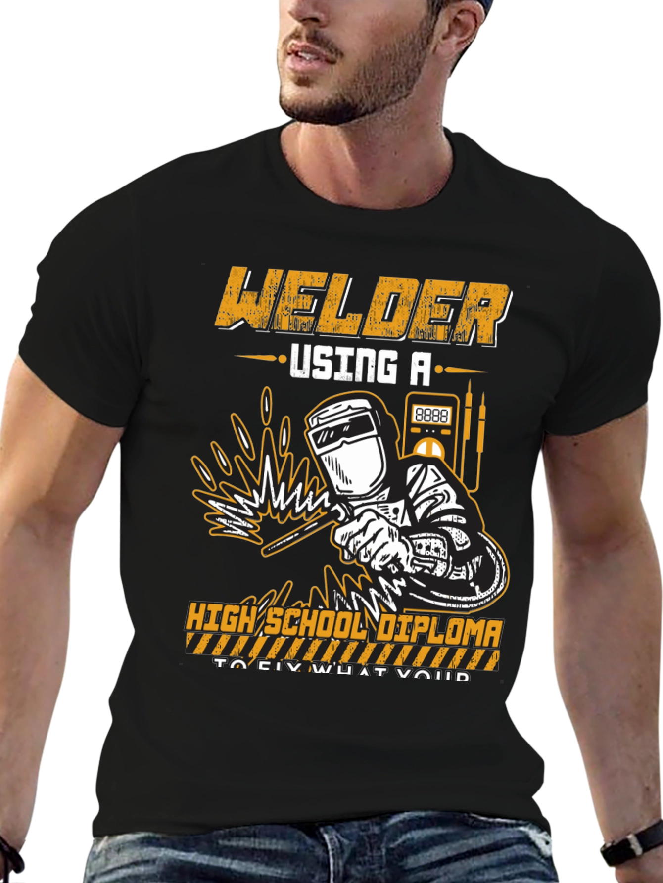 Black Welder High School Diploma T-Shirt view 6