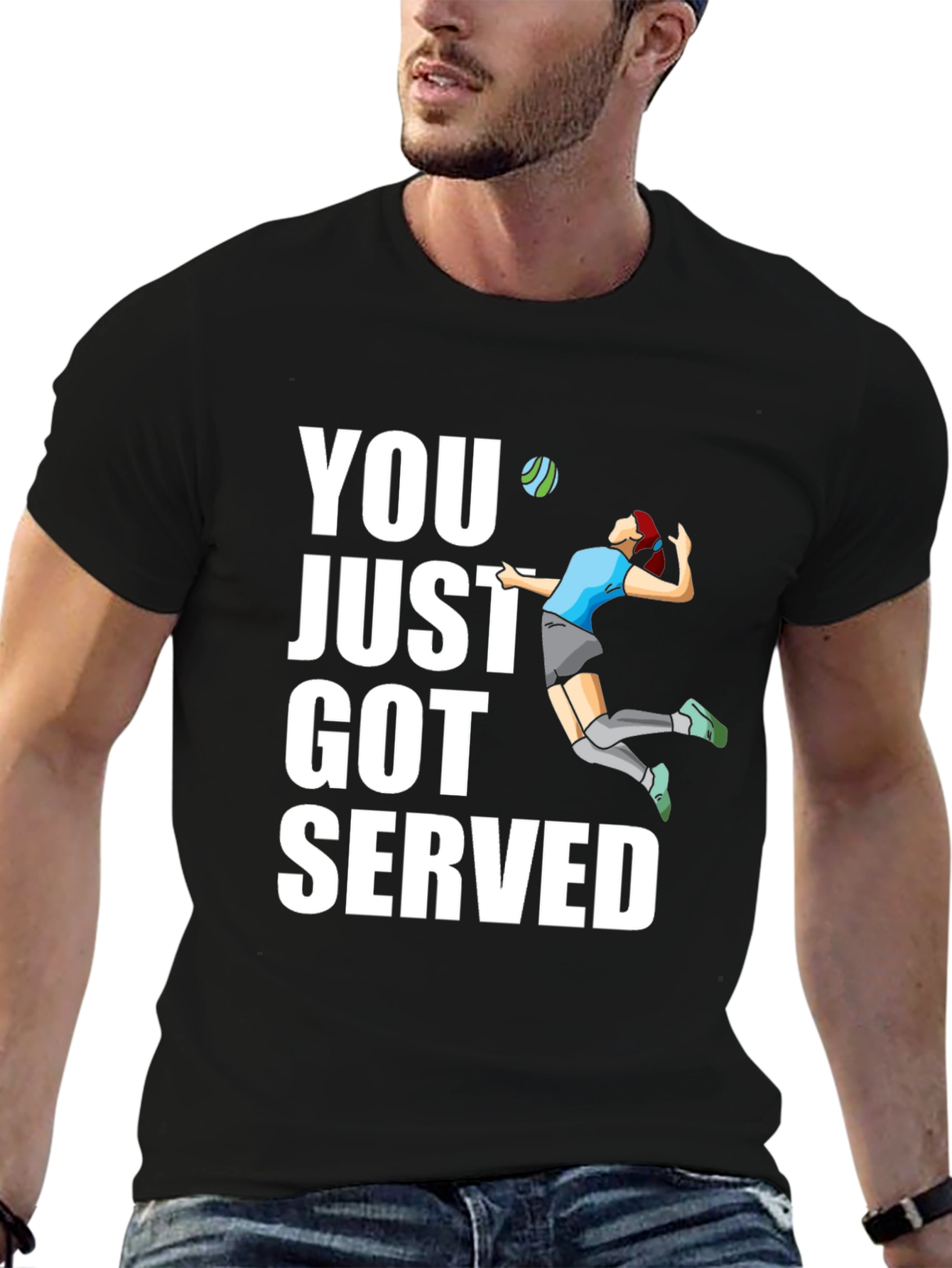 Black Volleyball Serve Graphic T-Shirt view 6