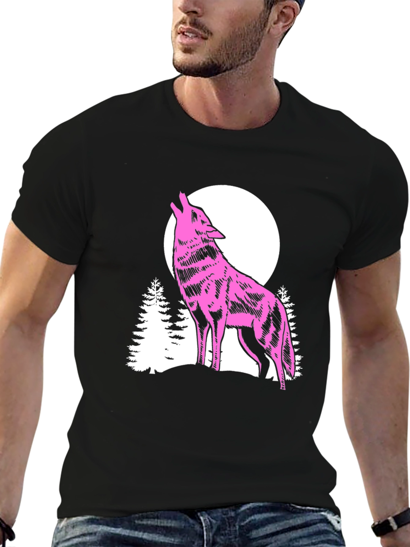 Black Wolf Moon Graphic Tee - Black T-Shirt view 6