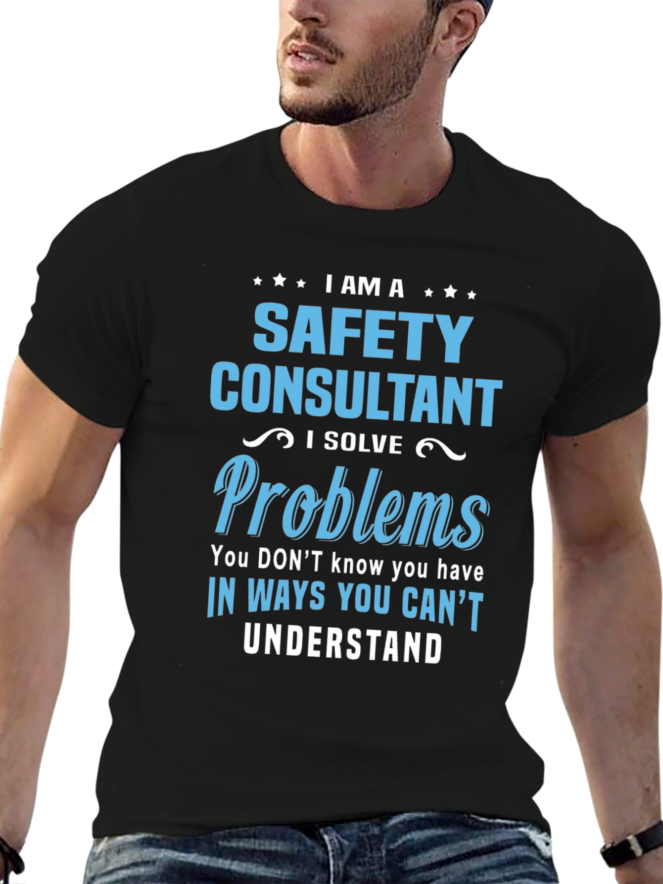 Black Safety Consultant T-Shirt - Problem Solver view 6