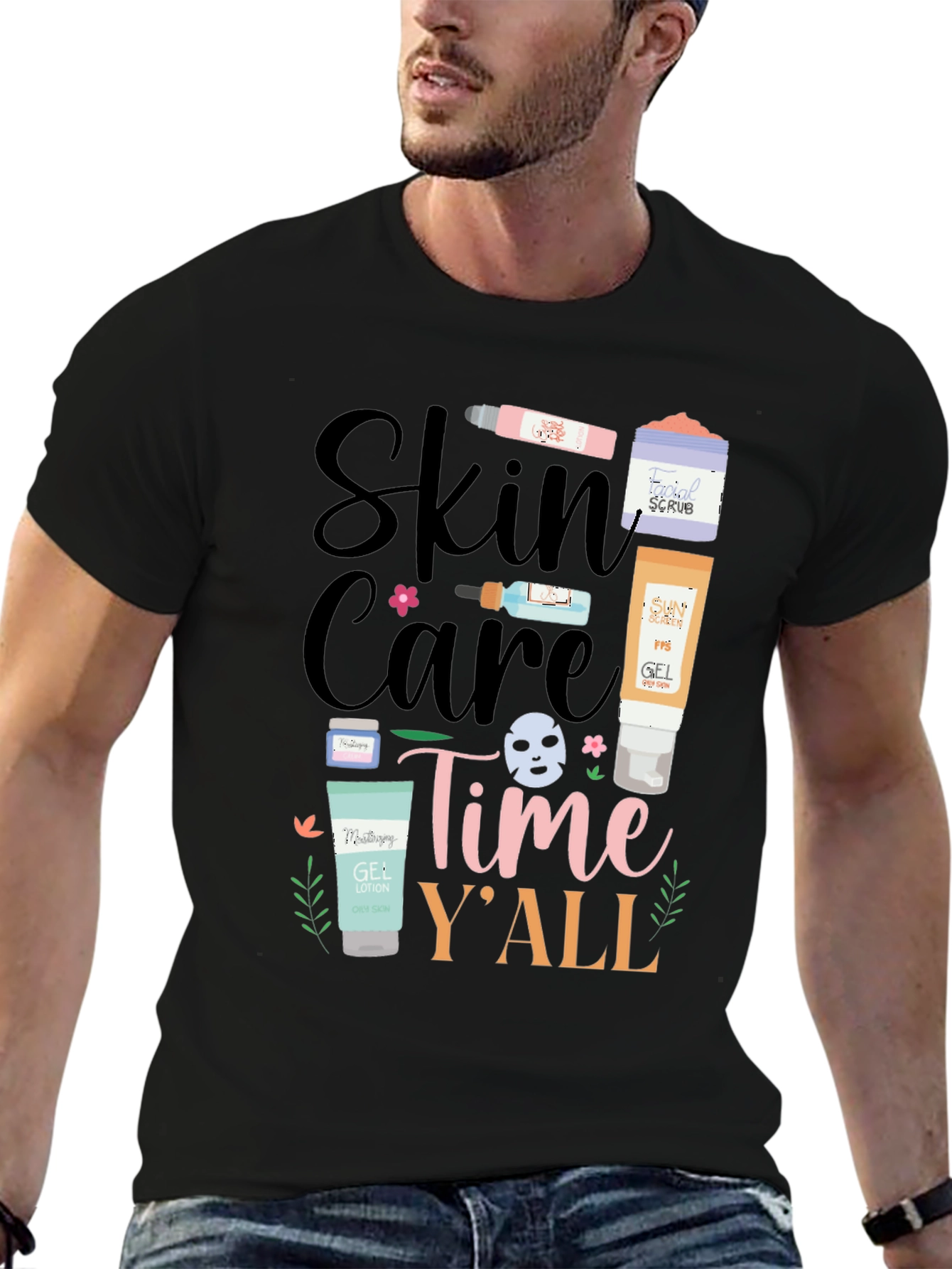 Black Skin Care Time Y'All T-Shirt - Beauty and Relaxation Tee view 6