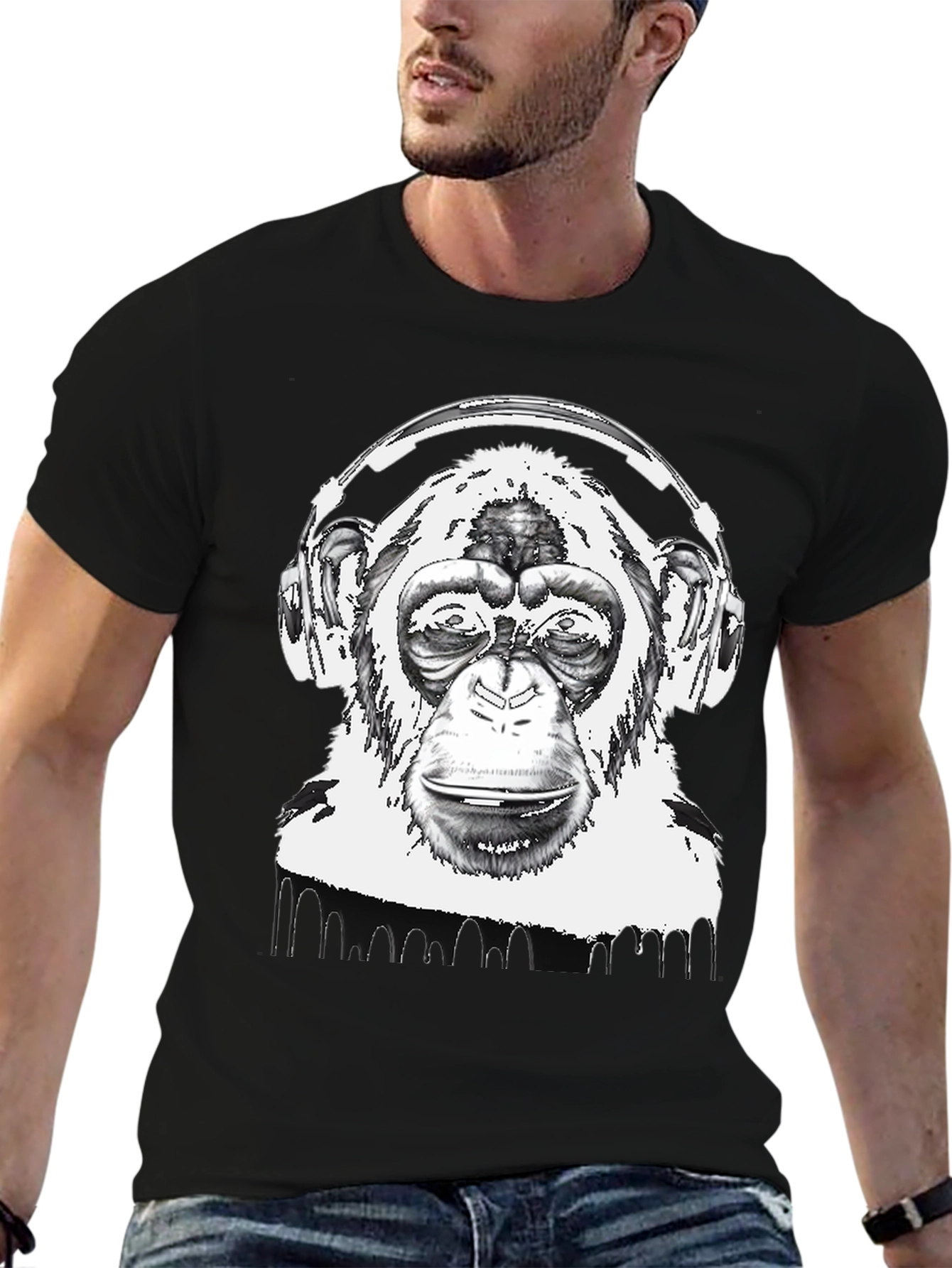 Black Monkey DJ Graphic Tee - Cool & Unique Design view 6
