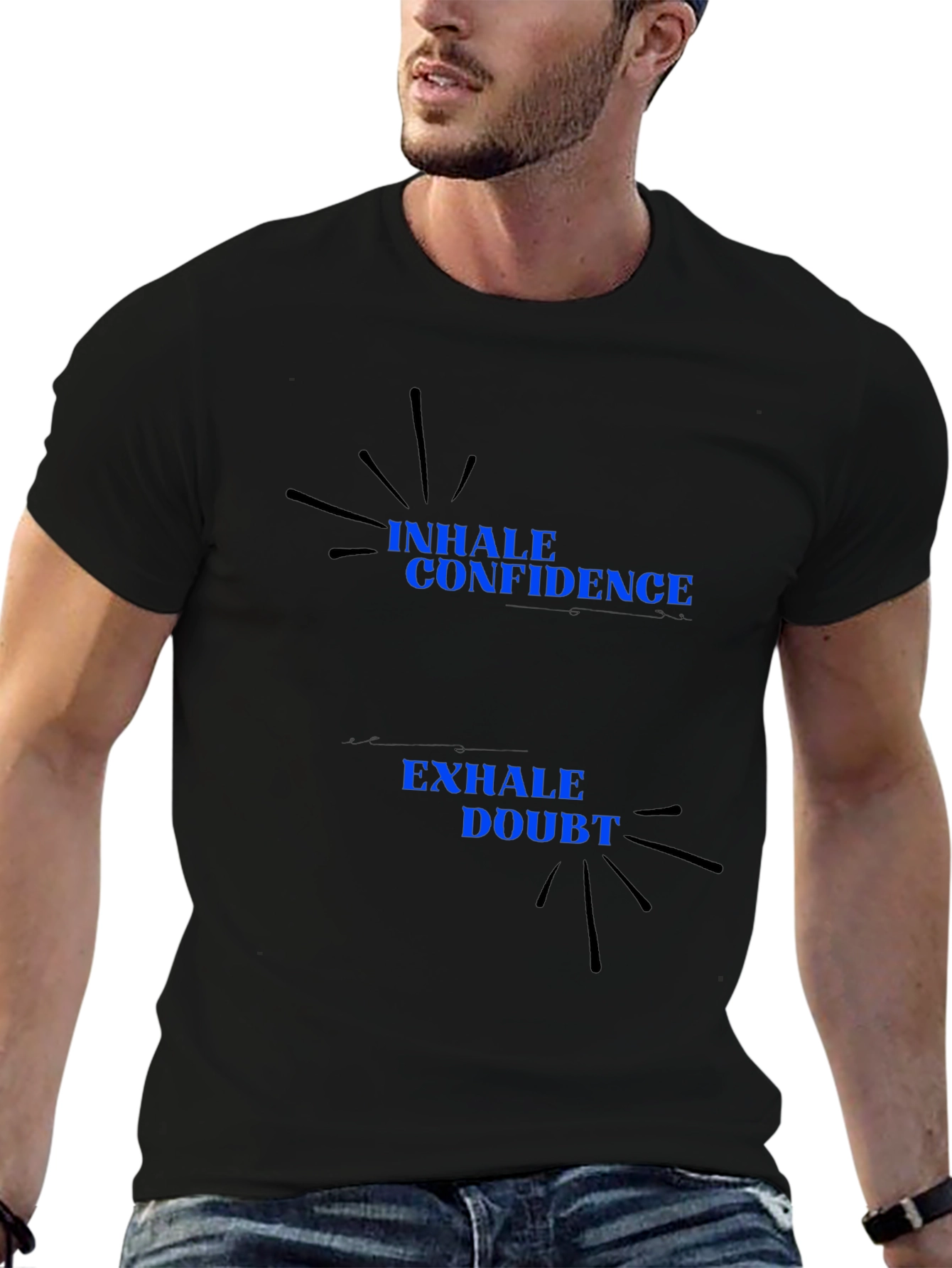 Black Inhale Confidence, Exhale Doubt T-Shirt view 6