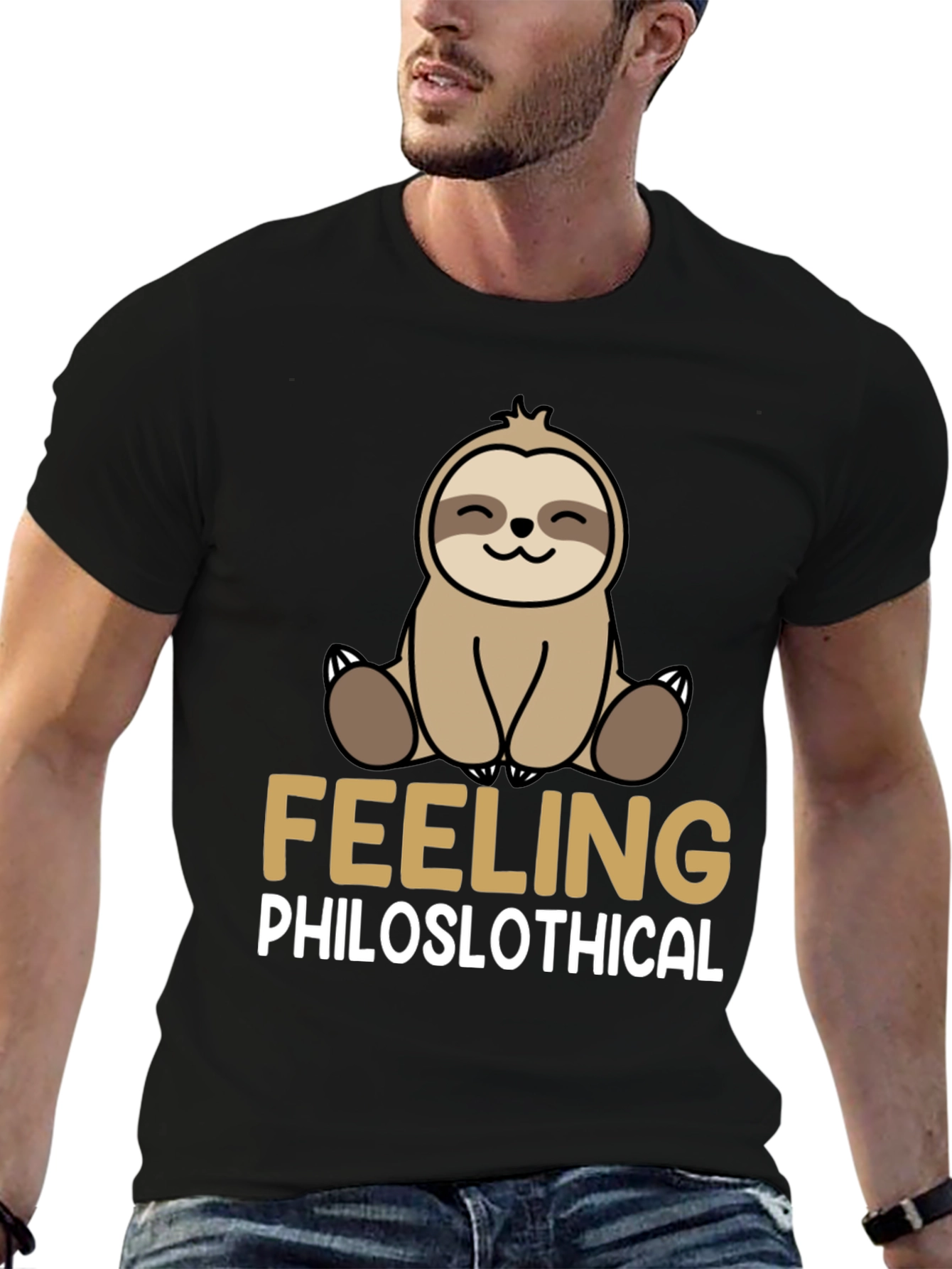 Black Philoslothical Sloth Graphic T-Shirt - Funny, Relaxed Fit view 6