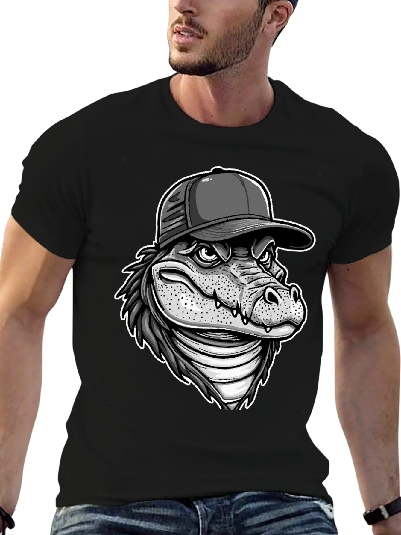 Black Alligator Graphic Tee view 6