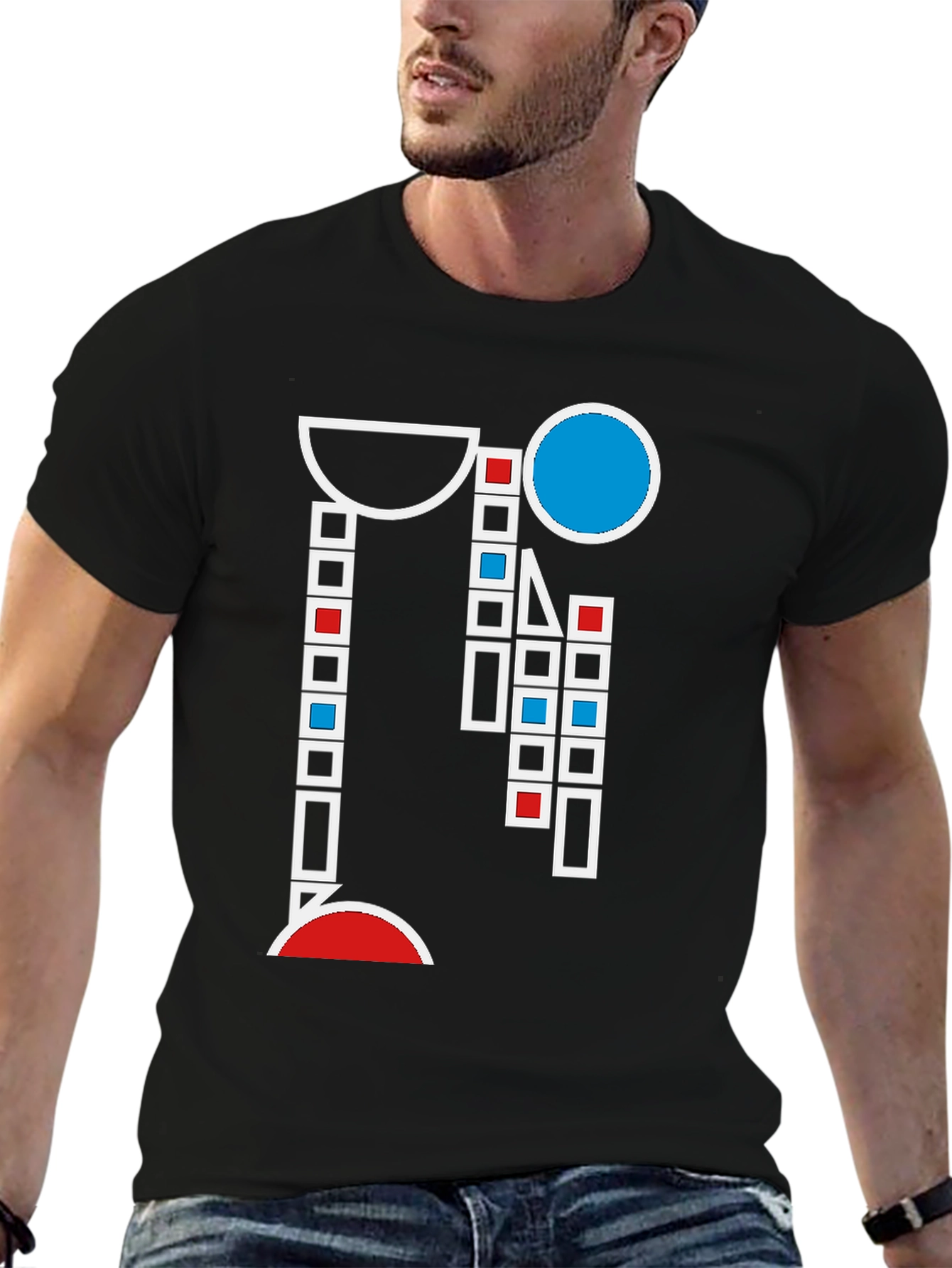 Black Abstract Geometric Graphic T-Shirt - Modern Art Style view 6