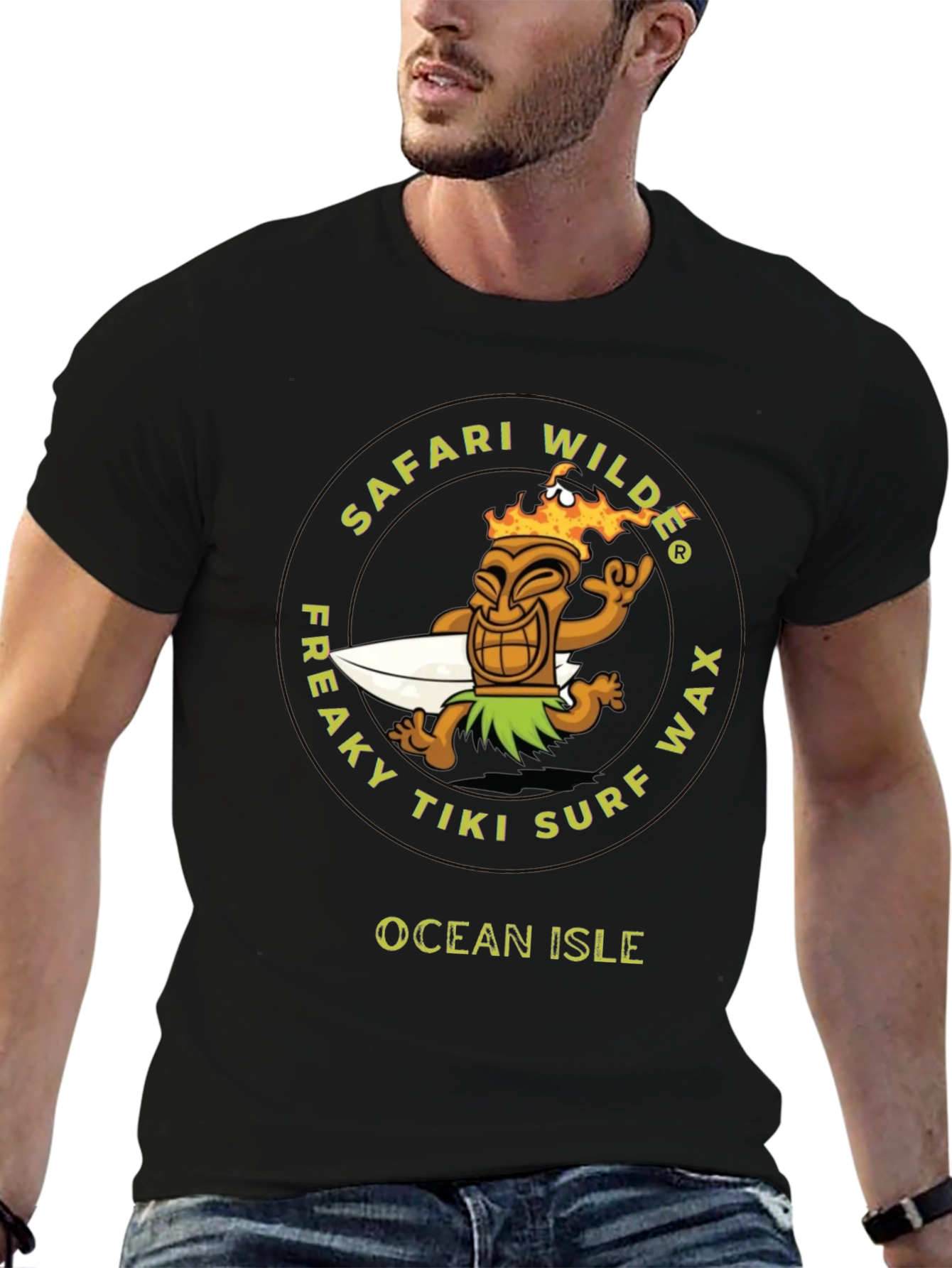 Black Safari Wilde Tiki Surf Wax Graphic T-Shirt view 6